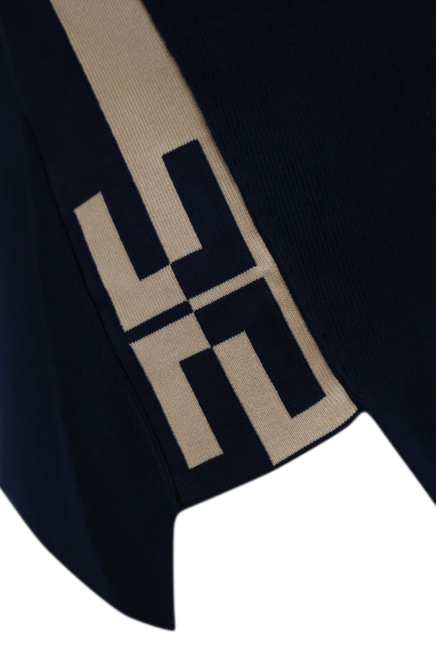 Shop Elisabetta Franchi Viscose Top With Logoed Bands In Navy/crema