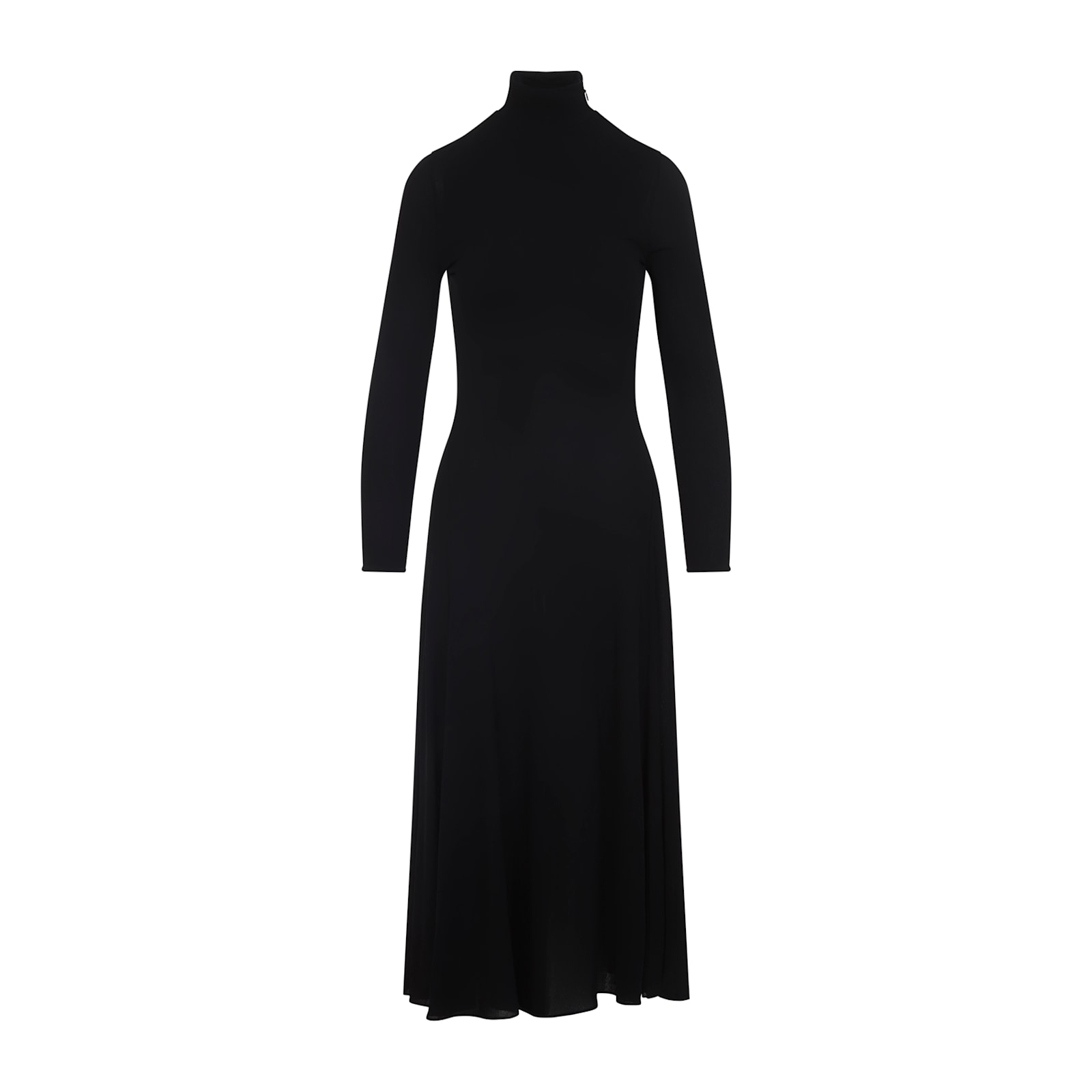 Alaïa Heart Cutout Turtleneck Long-sleeve Maxi Dress In Black