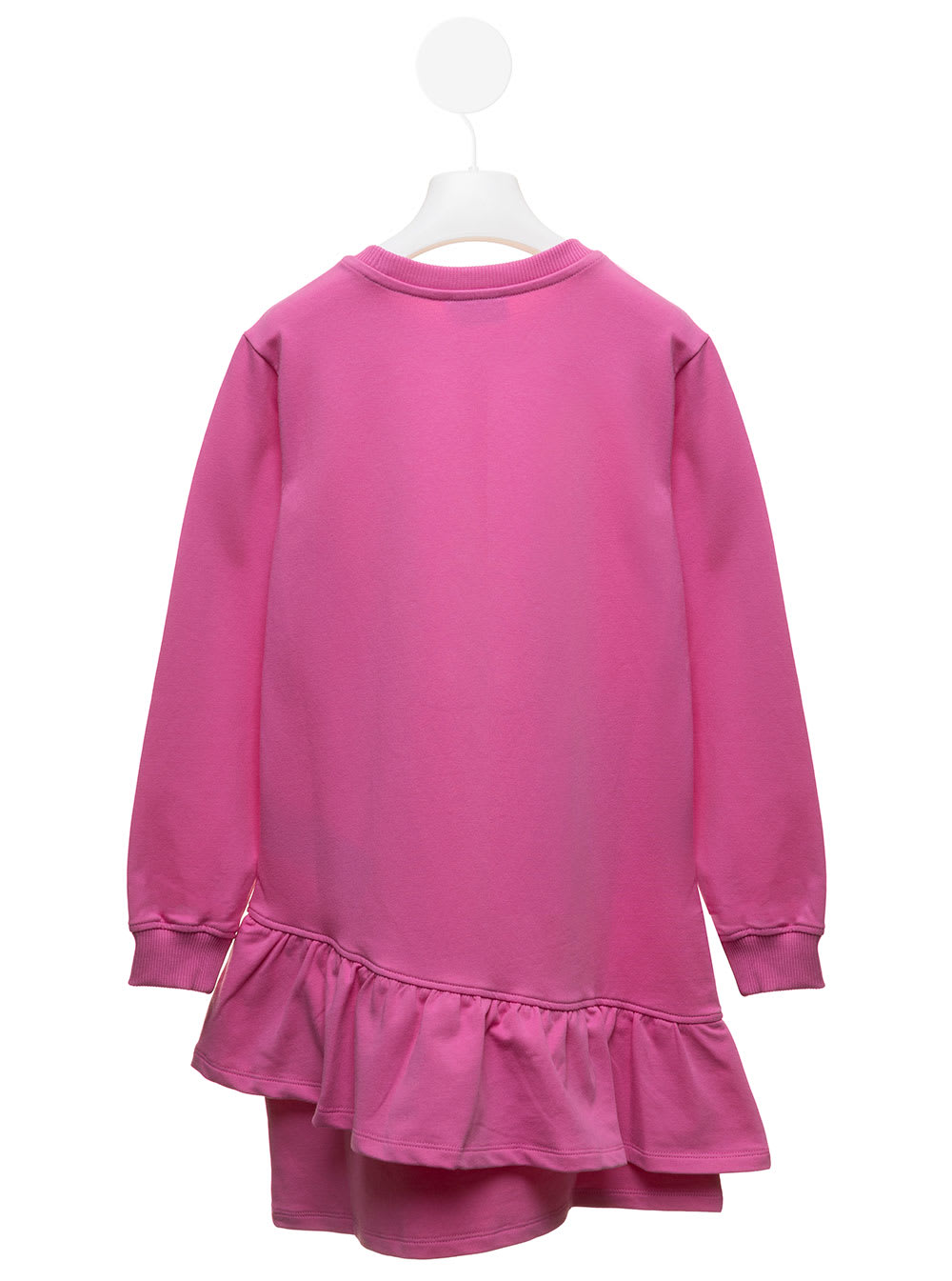 Asymmetrical Pink Cotton Dress With Teddy Bear Bag Print Moschino Kids Girl