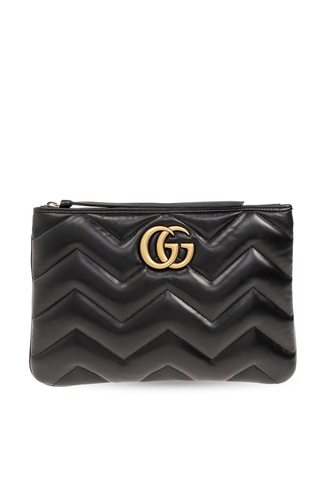 Shop Gucci Gg Marmont Clutch Bag In Black