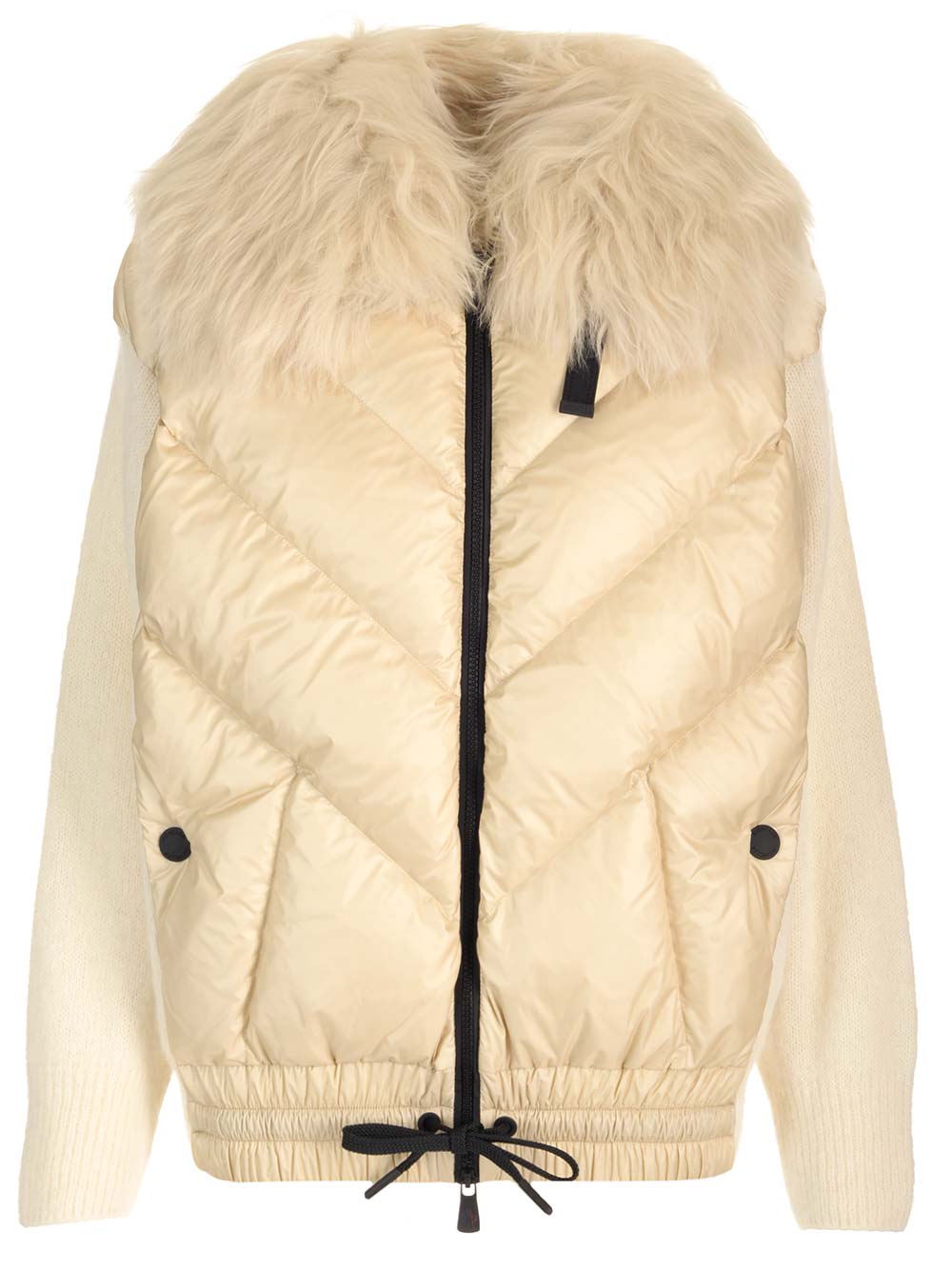 Shop Moncler Fur Collar Cardigan In Bianco