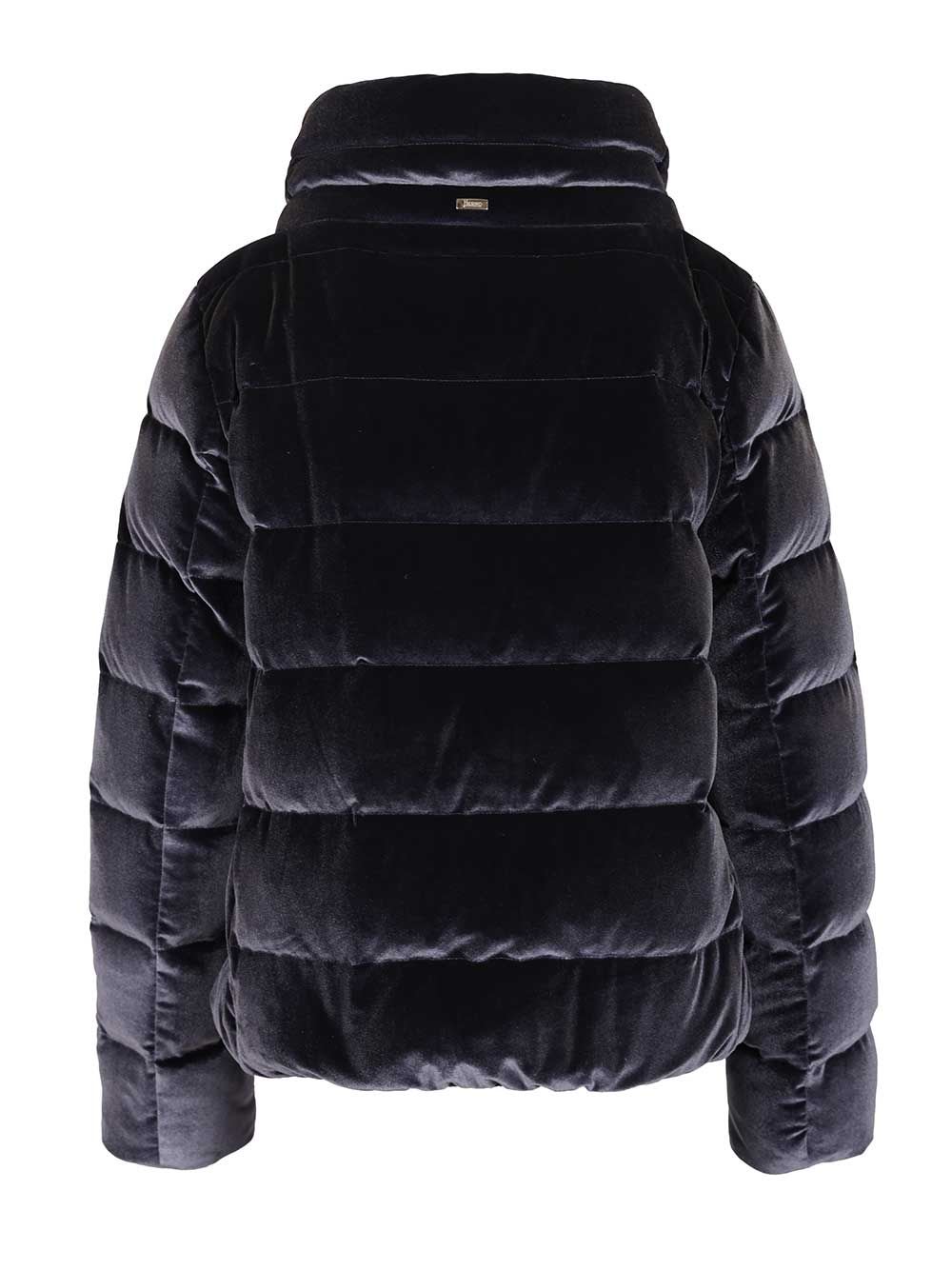 Herno Velvet Padded Down Jacket In Blue