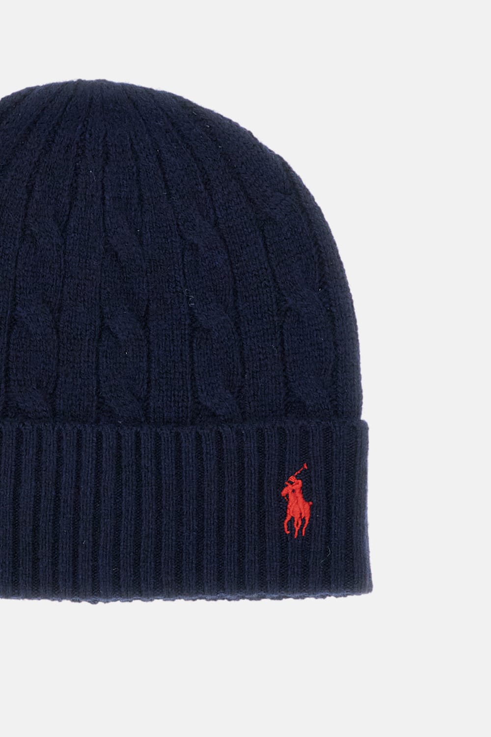 Polo Ralph Lauren Womens Hunter Navy Cable Knitted Wool And Cashmere Beanie In Blue