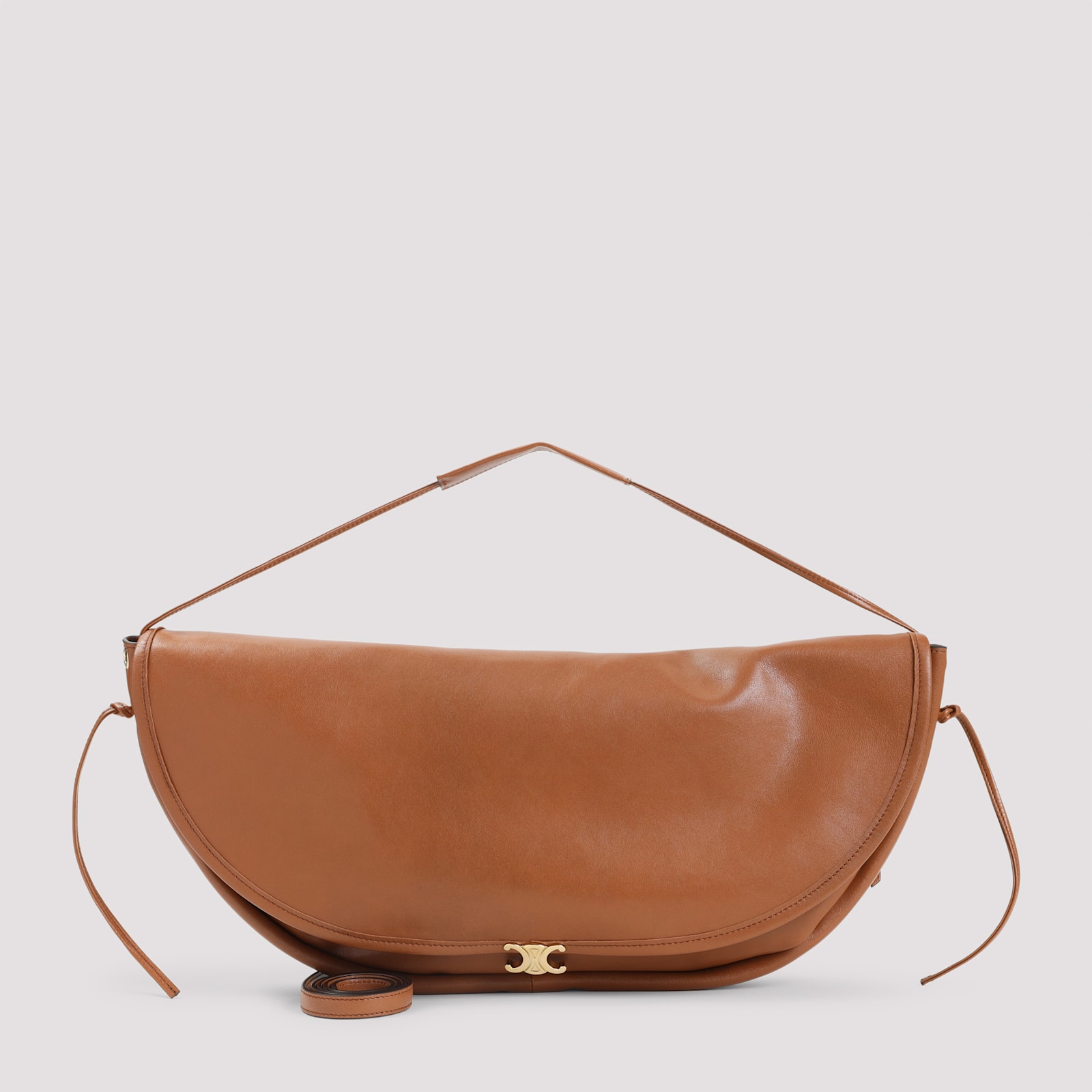 Celine Halfmoon Soft Handbag Top Handle In Brown