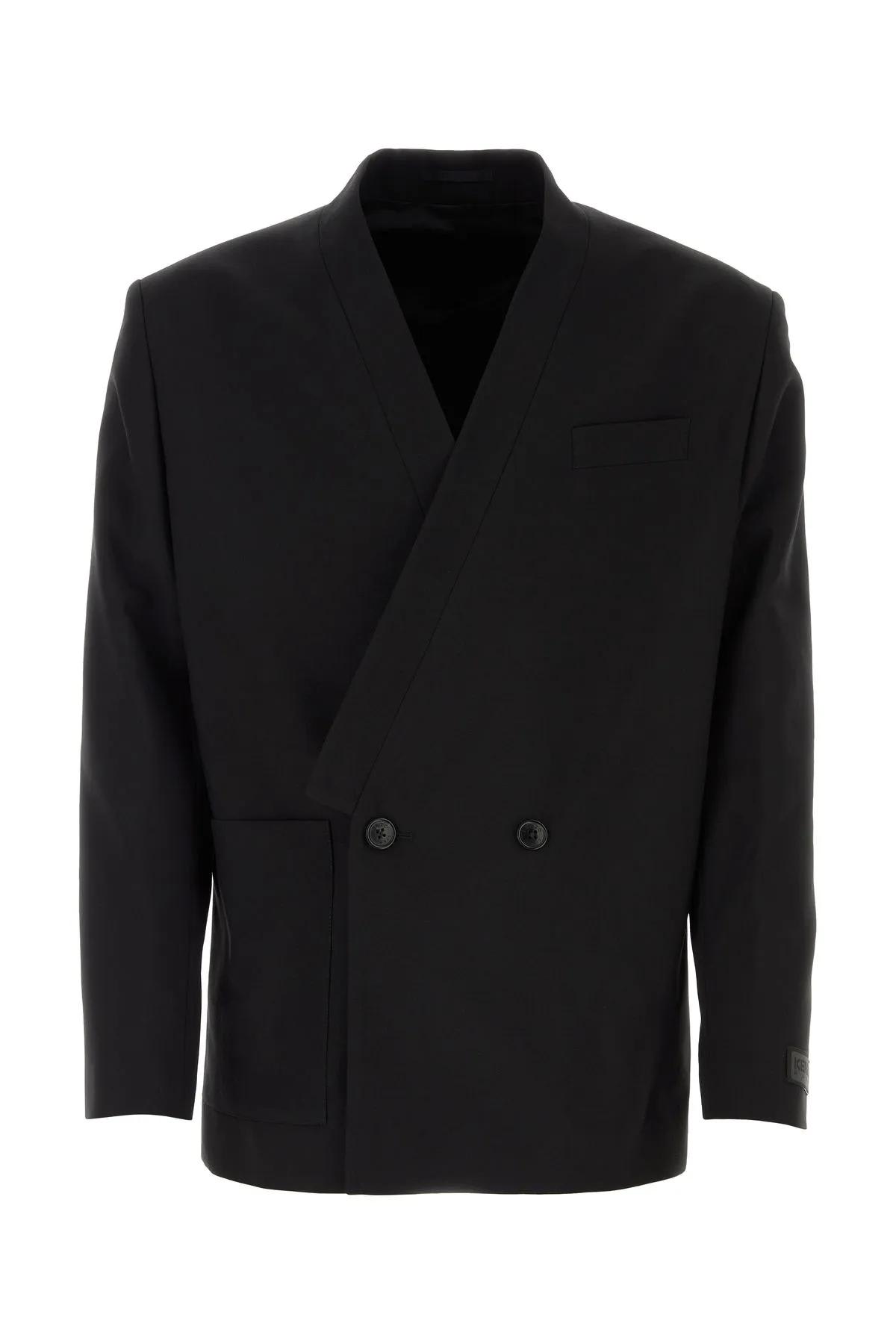 Shop Kenzo Black Wool Blazer