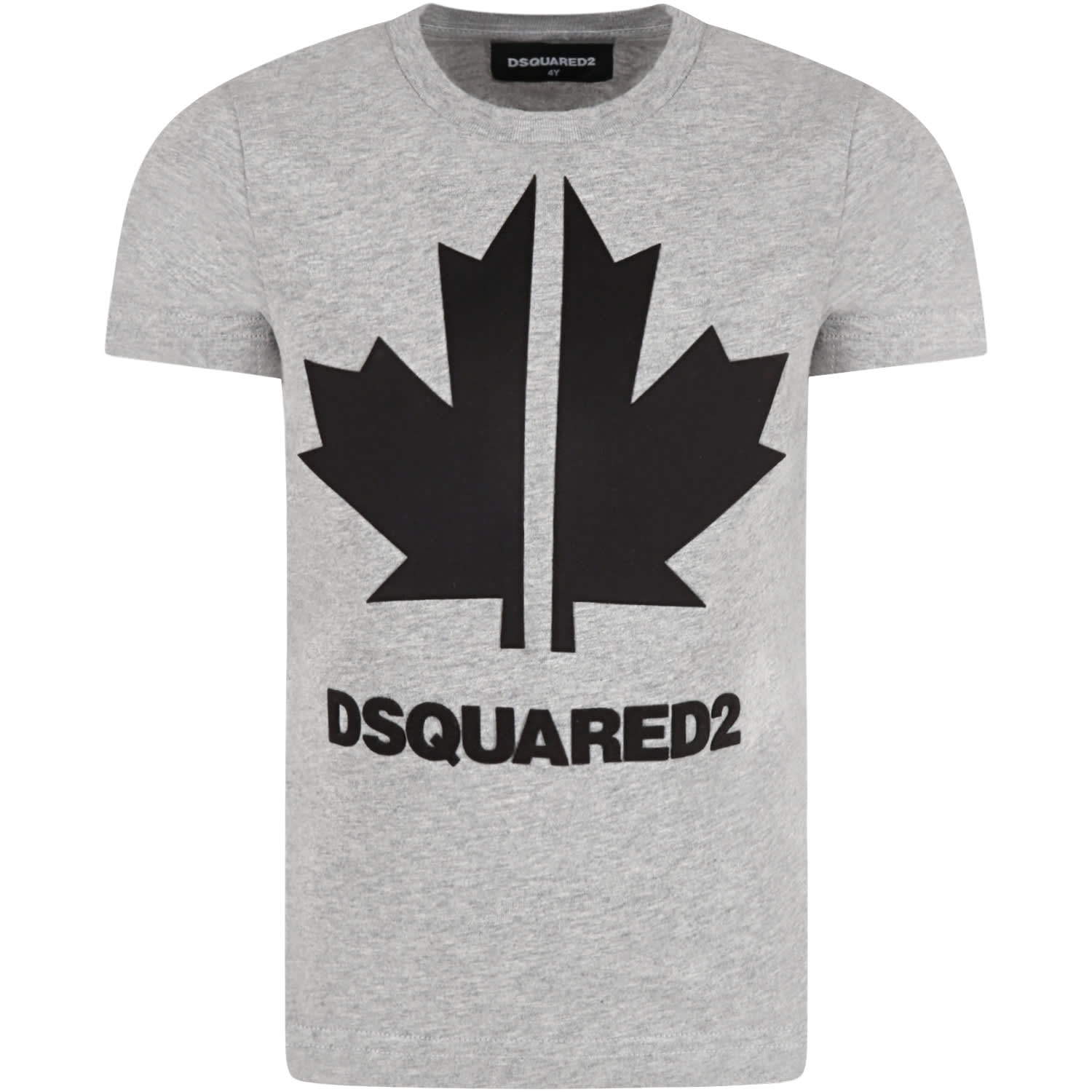 Dsquared2 Grey T-shirt For Boy With Maple Leaf