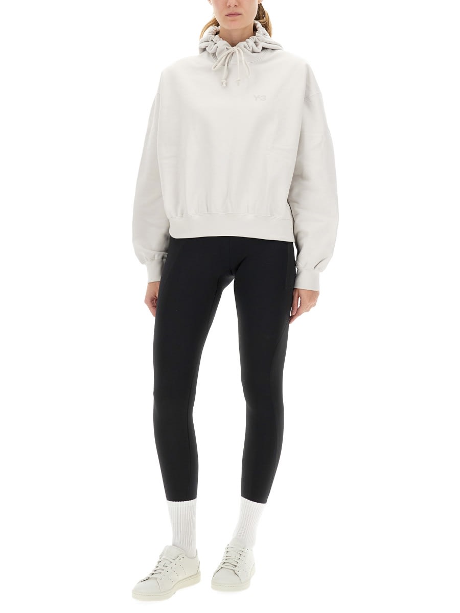 Y-3 Logo Hooded Sweatshirt Drawstring Style In White