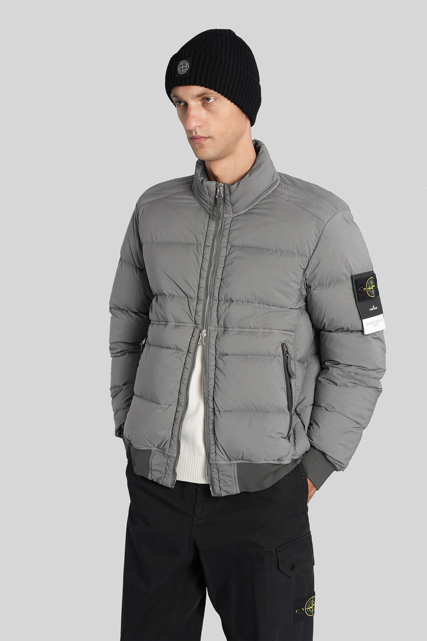 Stone Island Down Jacket Seamless Tunnel Nylon Down-tc In Gray