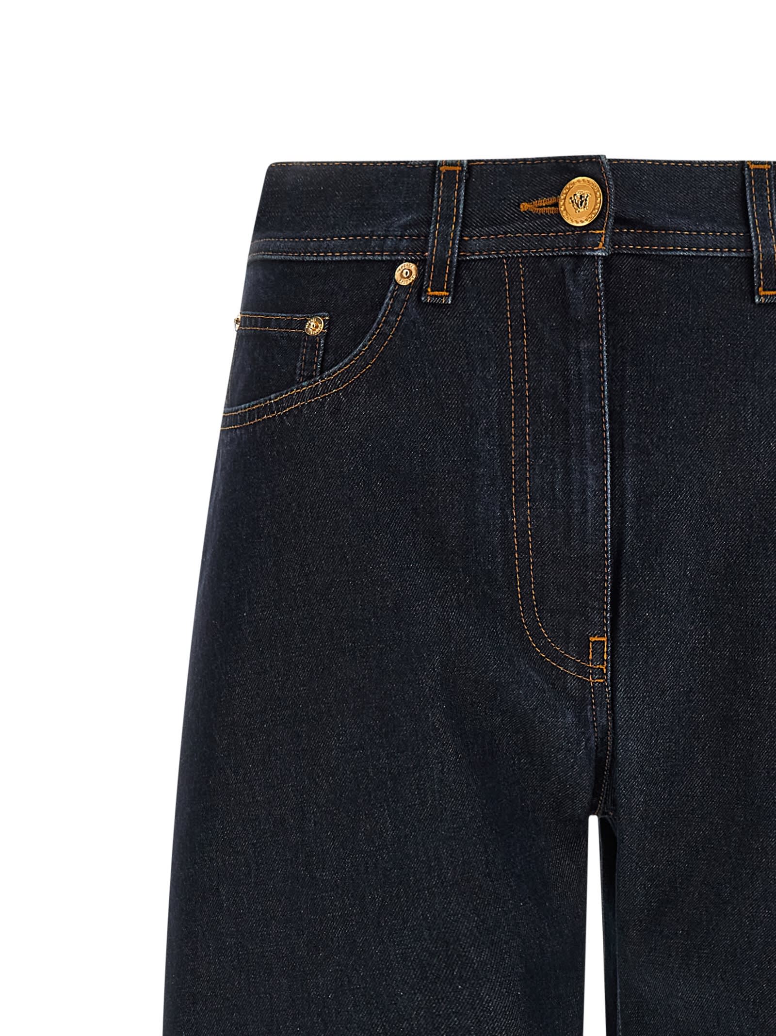 Versace Soft Wash Jeans In Blue