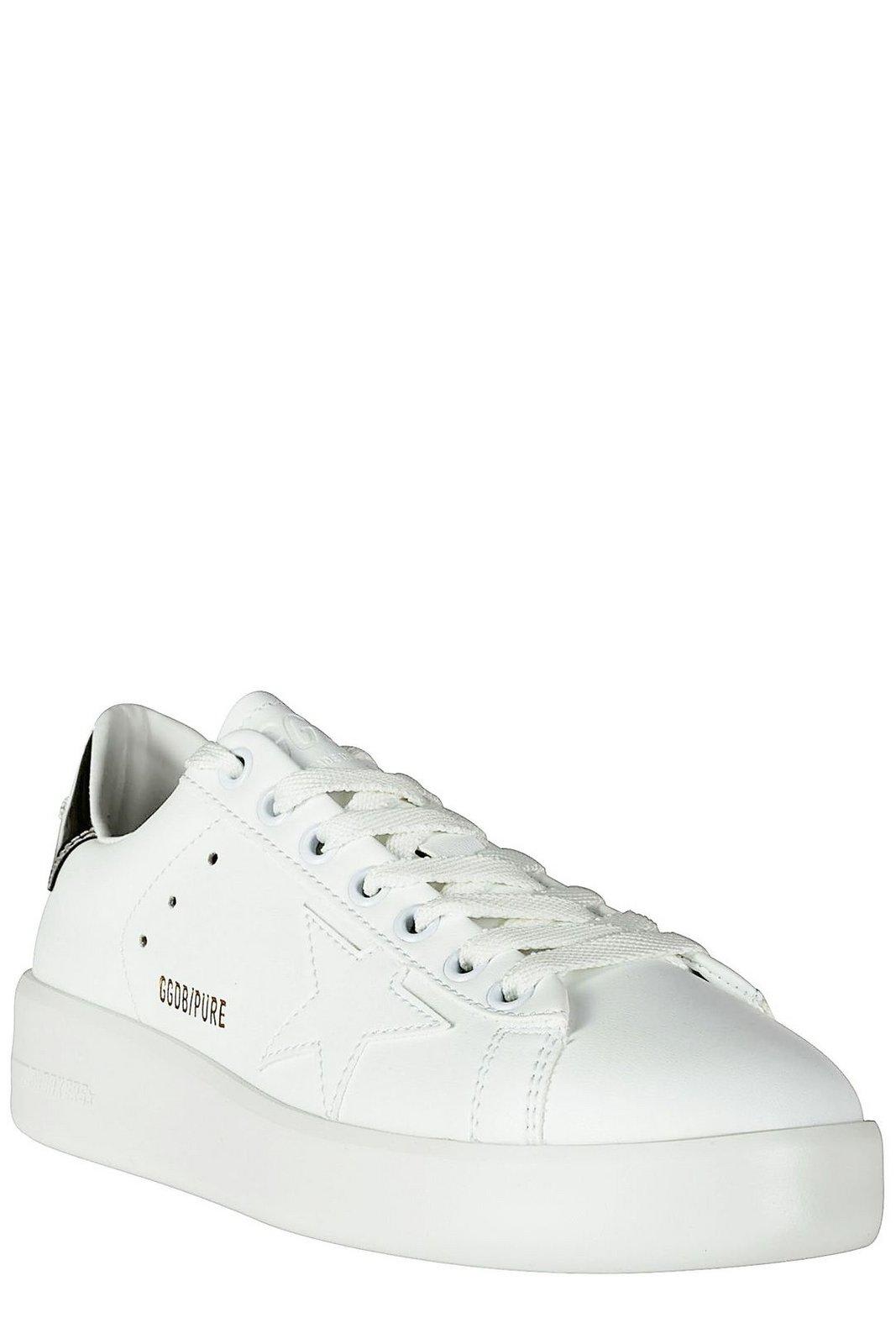 Shop Golden Goose Logo Printed Lace-up Sneakers In White/silver