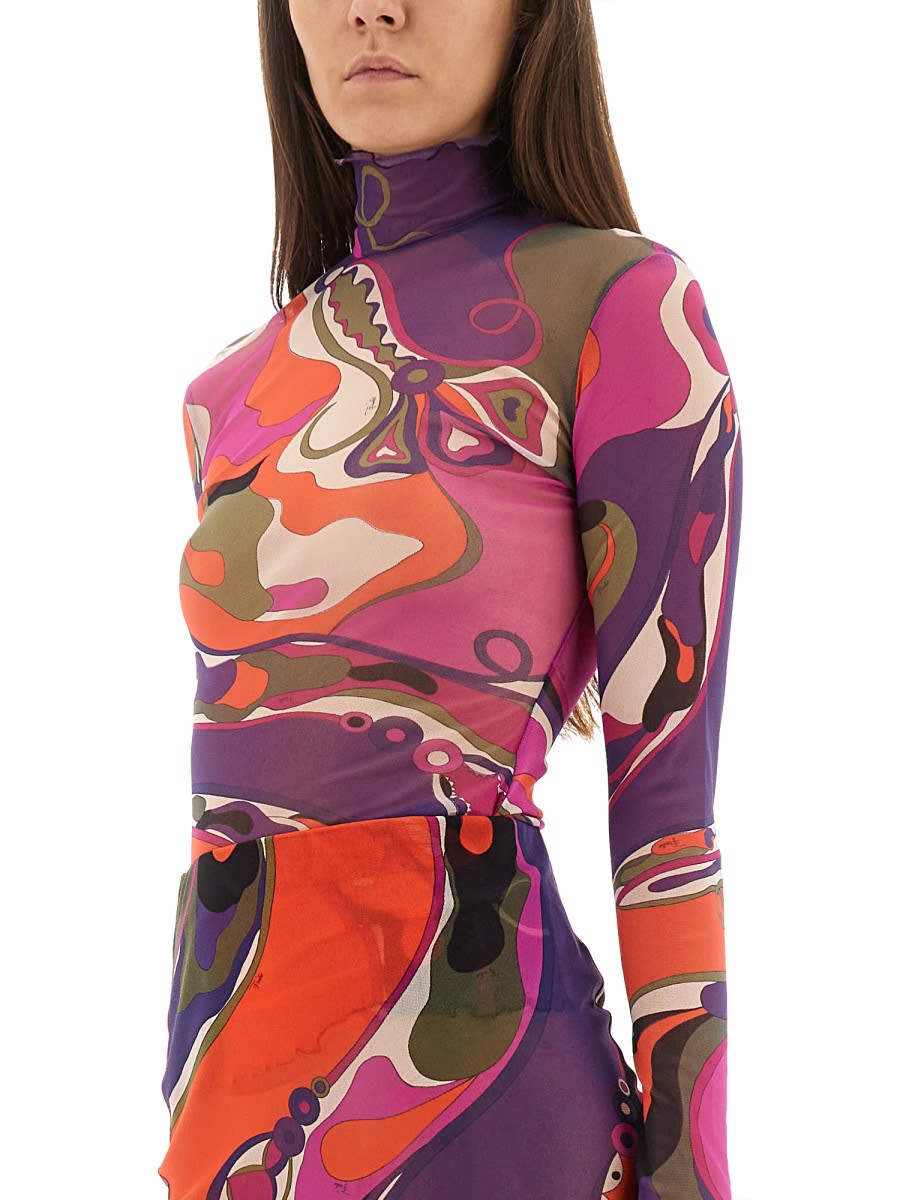 Pucci Printed Tulle Top In Multi