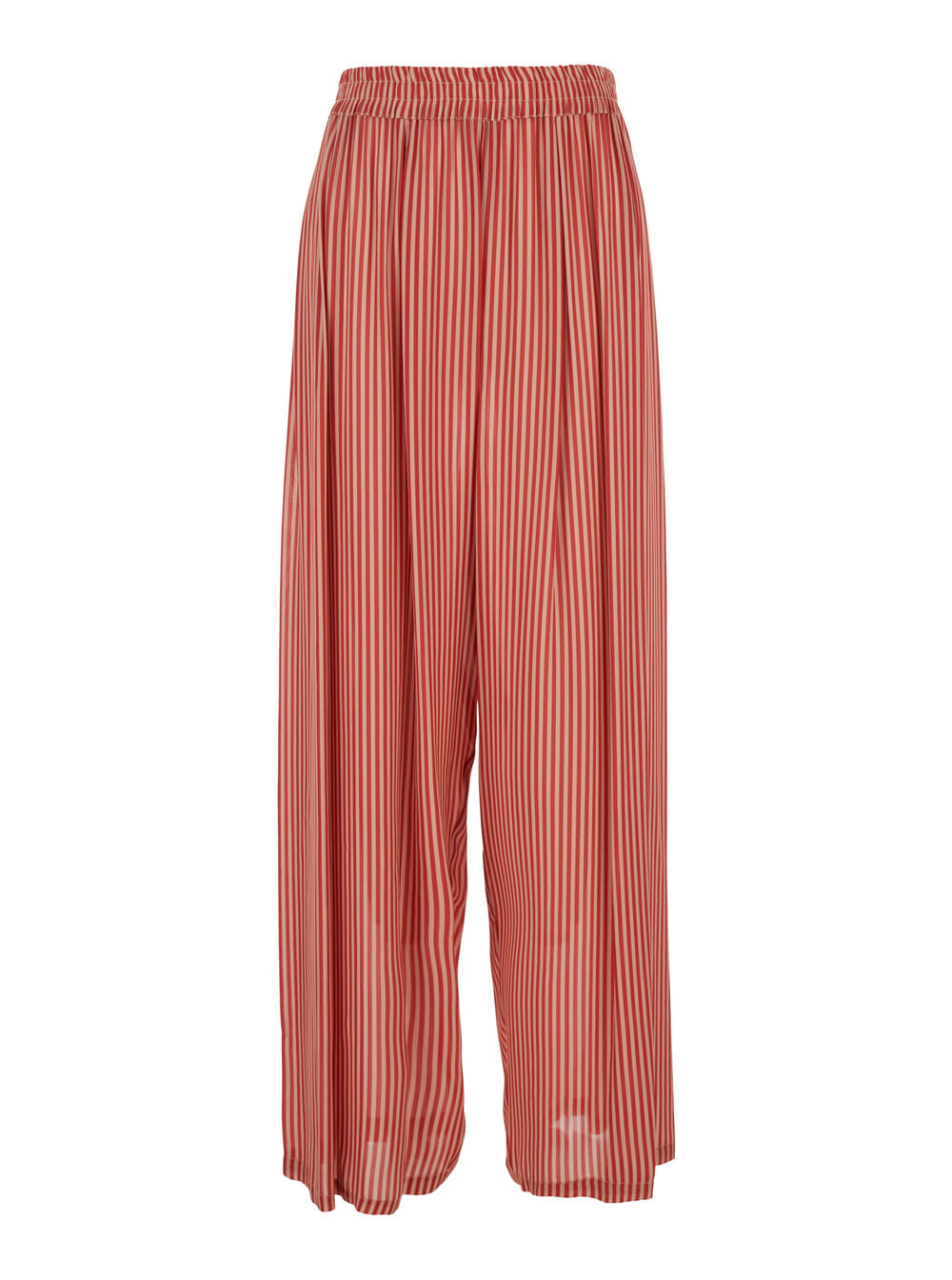 Merci Red Pants With All-over Striped Motif And Elastic Waist In Fabric Woman