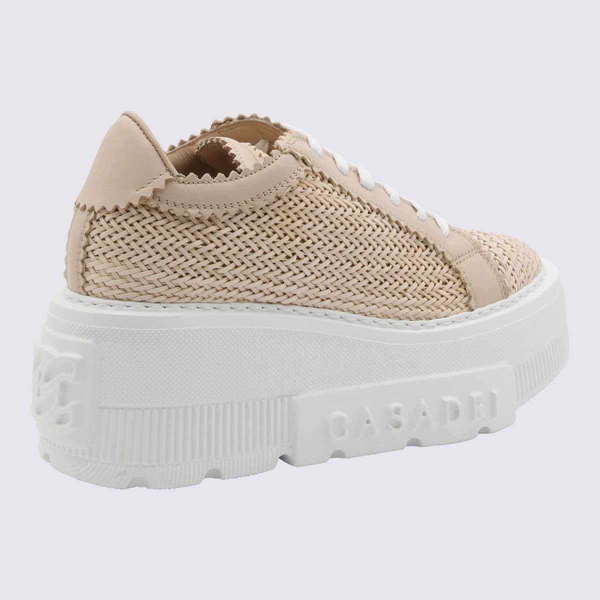 Shop Casadei Light Pink And White Leather Sneakers In Spiaggia Rosa