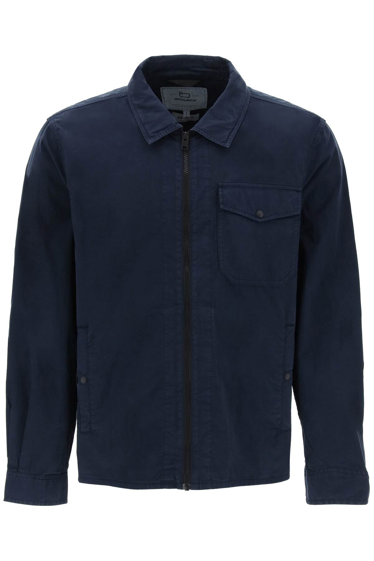 Shop Woolrich Cotton Overshirt For In Melton Blue (blue)