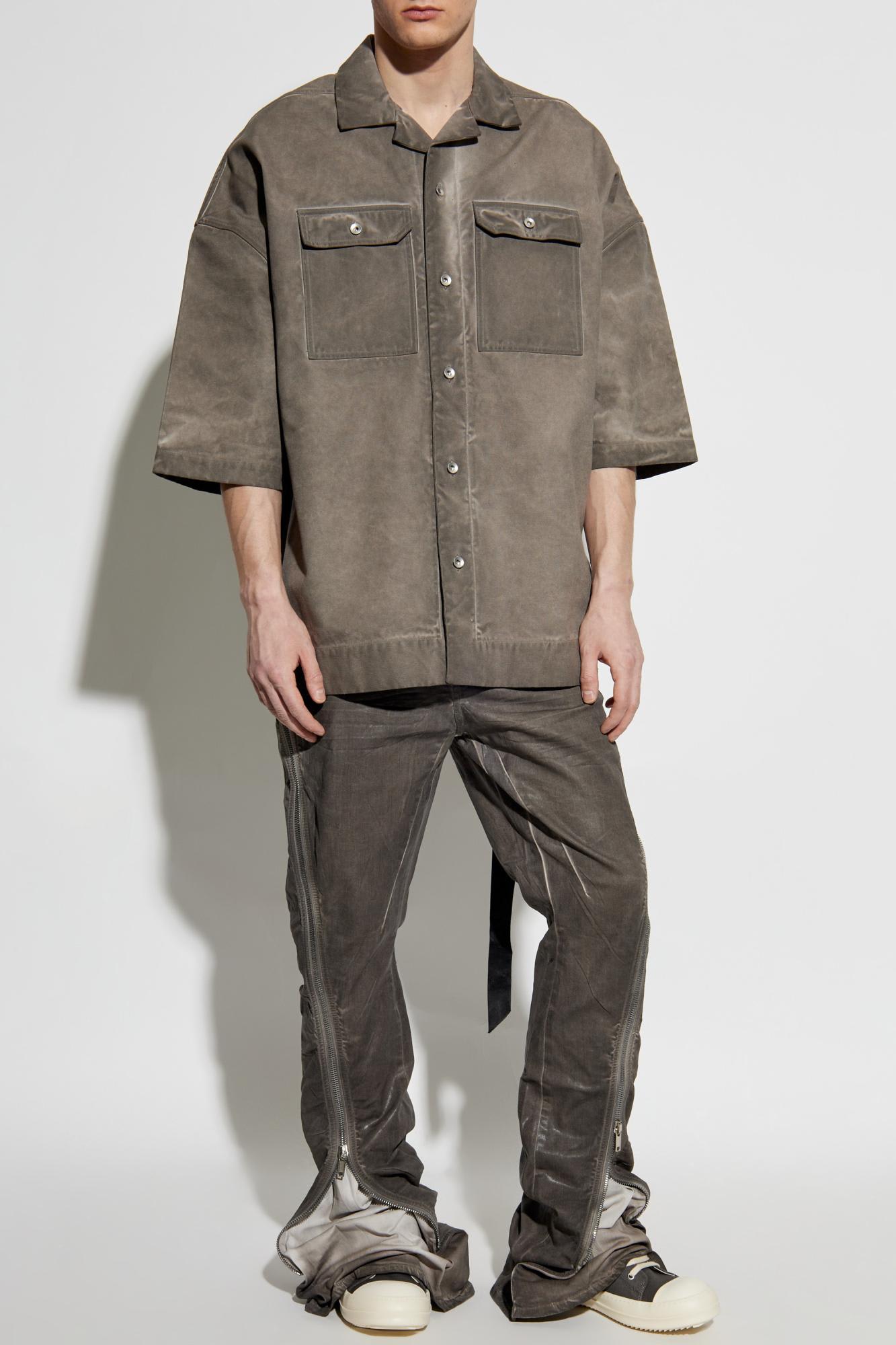 Drkshdw Gunmetal Grey Relaxed Fit Shirt With Button-fastening Pockets In Brown