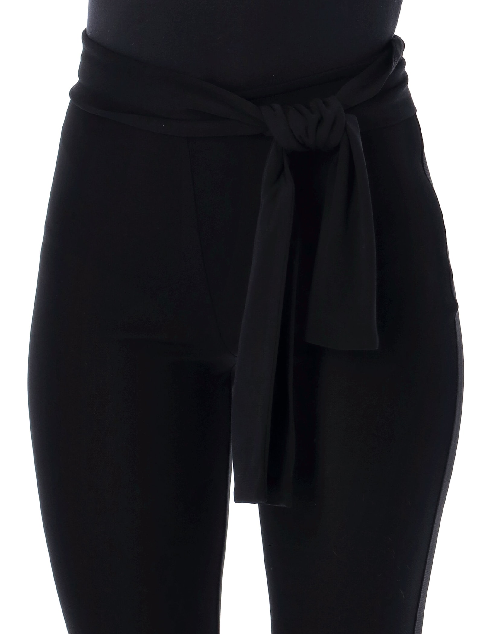 Msgm Semi-sheer Tied-waist Leggings In Black
