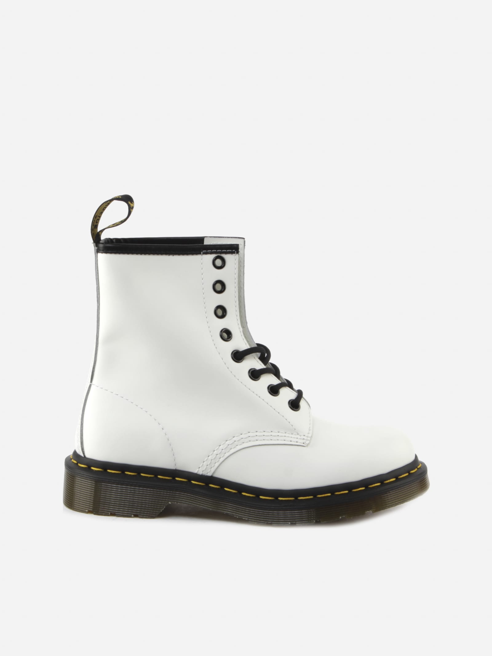 Dr. Martens 1460 Combat Boots In Smooth Leather With Contrasting Stitching