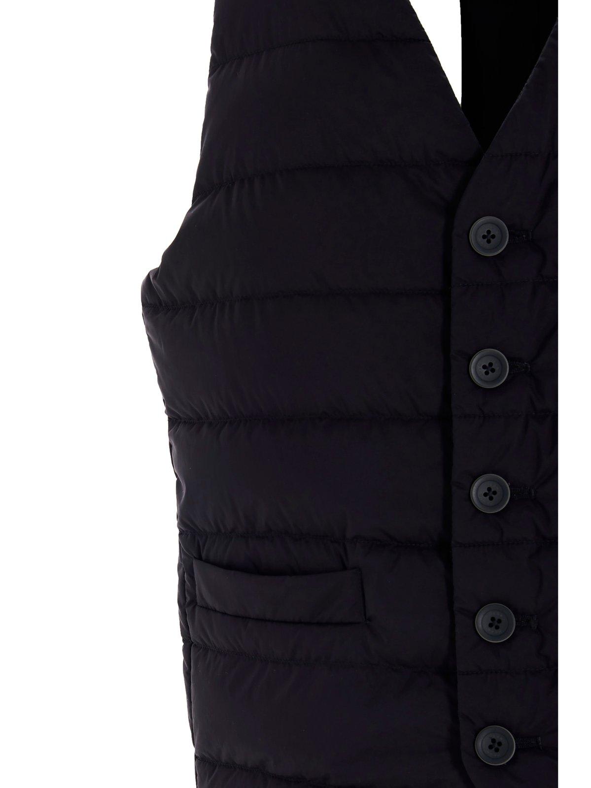 Shop Herno Padded Button-up Gilet Vest In Blu