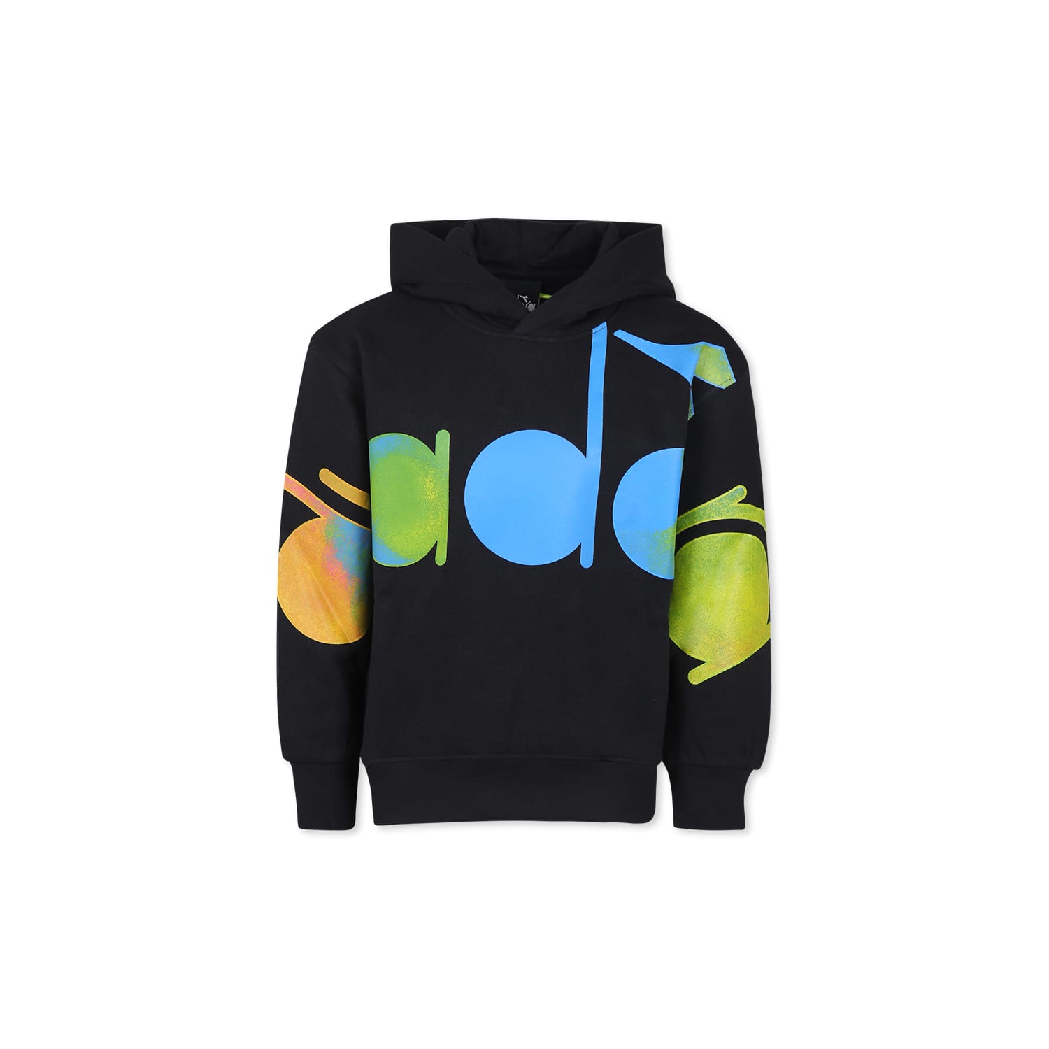 Shop Diadora Black Sweatshirt For Kids With Logo