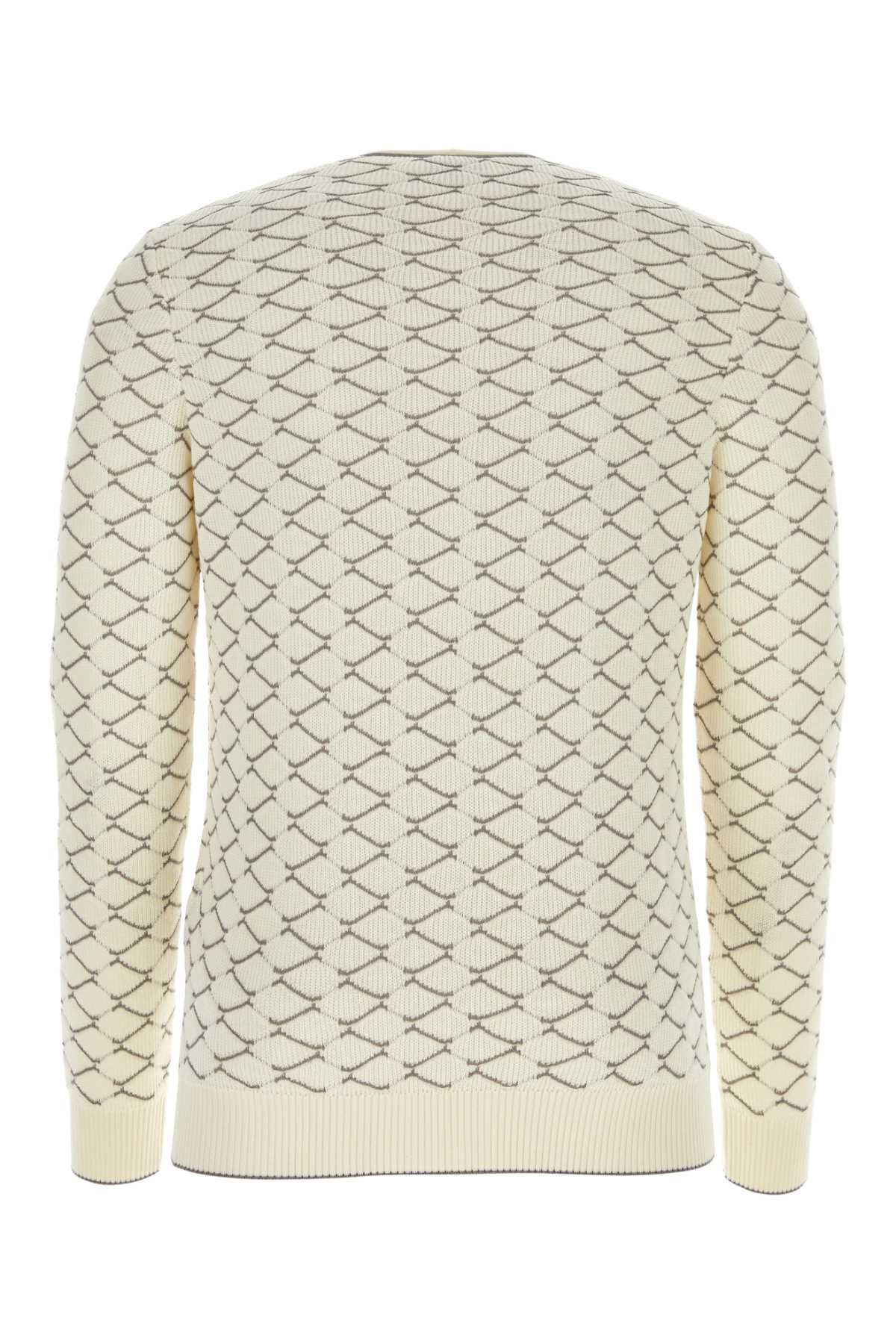 Shop Giorgio Armani Ivory Cotton Blend Sweater In Gesso
