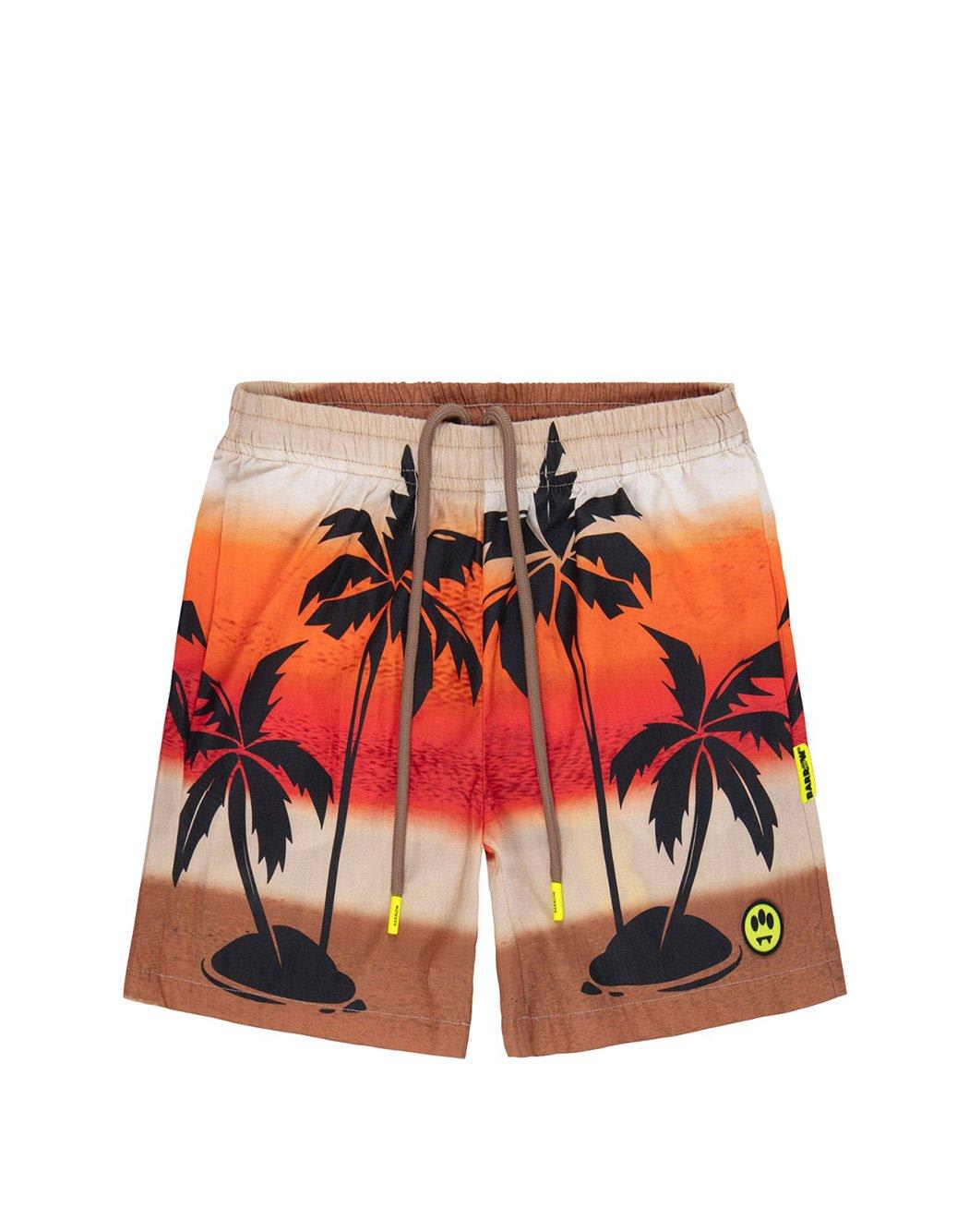 Barrow Palm Tree-print Deck Shorts In Sabbia