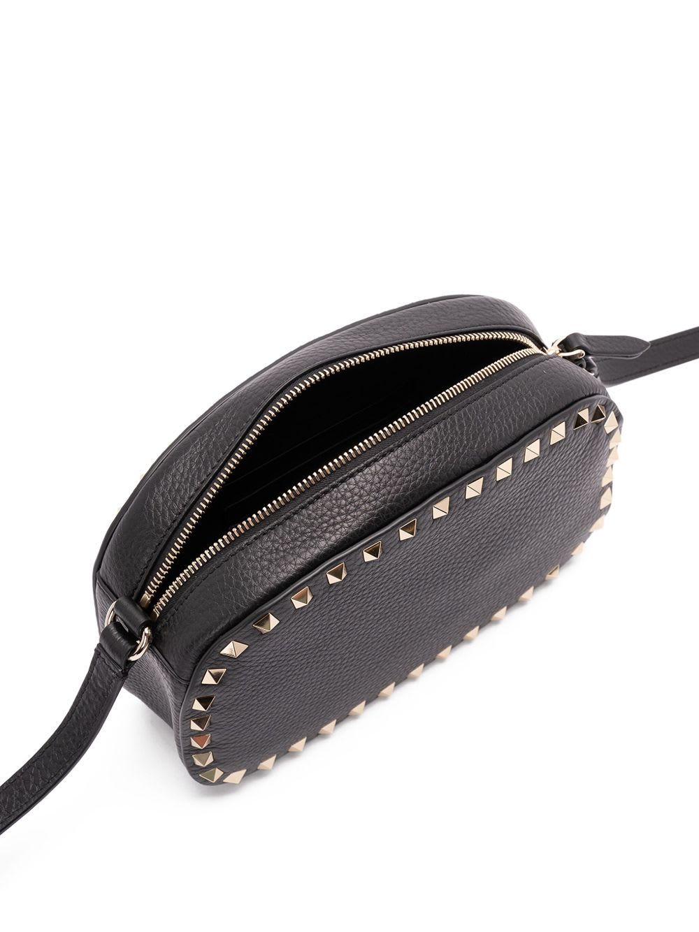 Valentino Borsa A Tracolla Rockstud In Pelle Nera Donna In Black