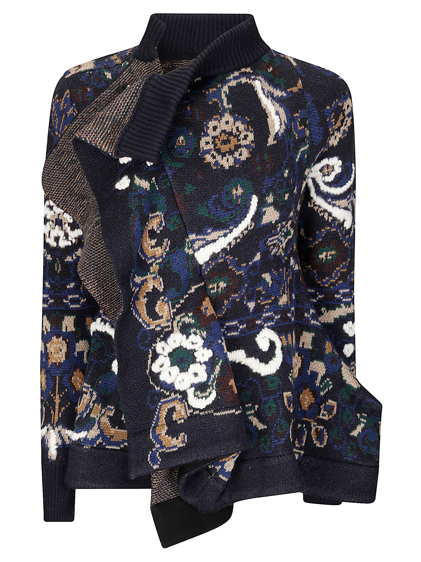 Sacai Floral Jacquard Sweater In Blue