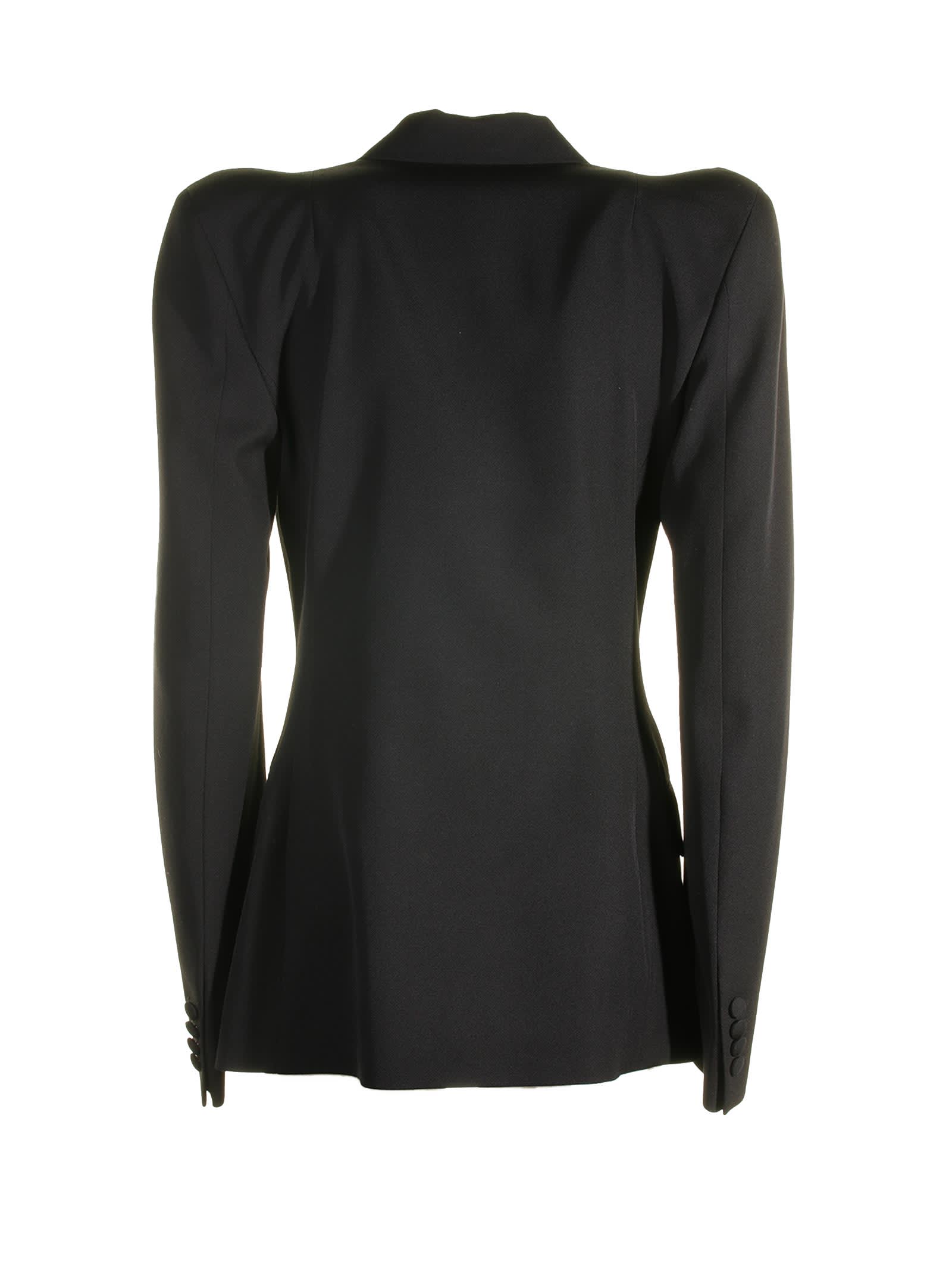 Balenciaga Notched-lapels Wool Blazer In Black