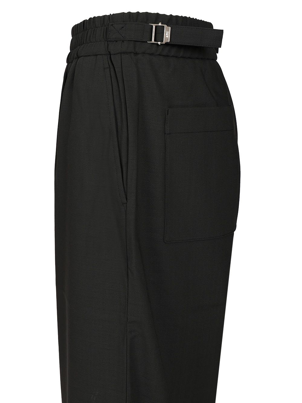 Ami Alexandre Mattiussi Wool Trousers With Back Pockets And Wide Leg In Gray