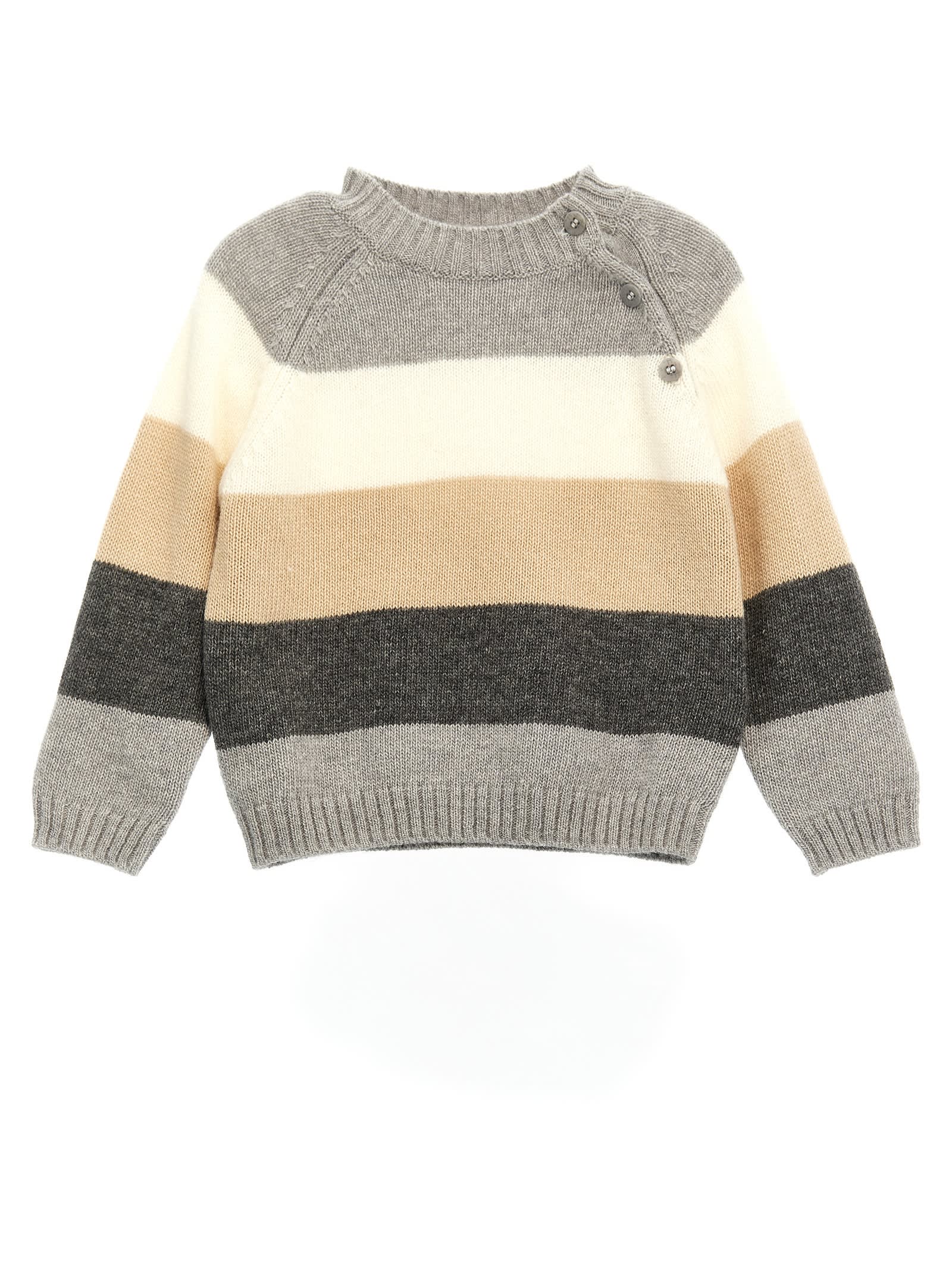 Il Gufo Kids' Striped Sweater In Grey