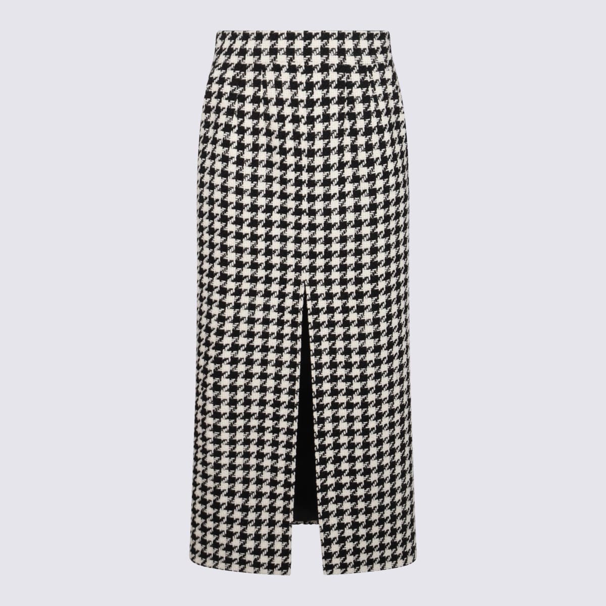 Shop Dolce & Gabbana Black And White Wool Skirt In Tartan