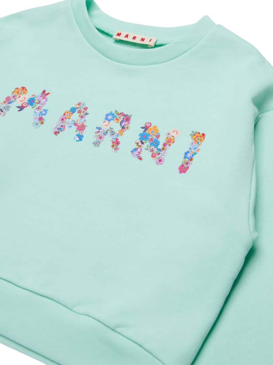 Marni Logo-print Sweatshirt In Baby Blue