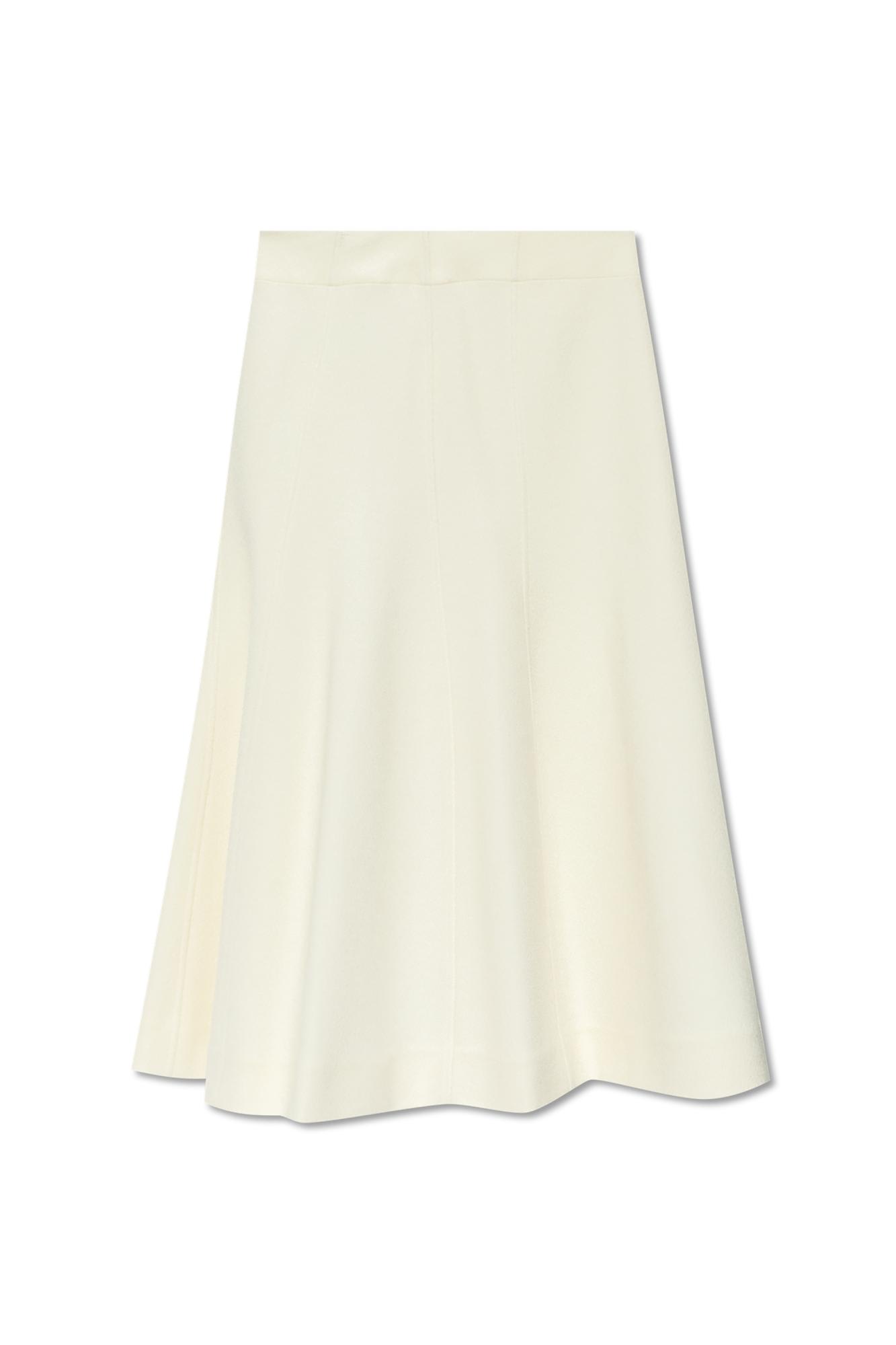 Jil Sander High Waist Flared Midi Skirt In Ivory