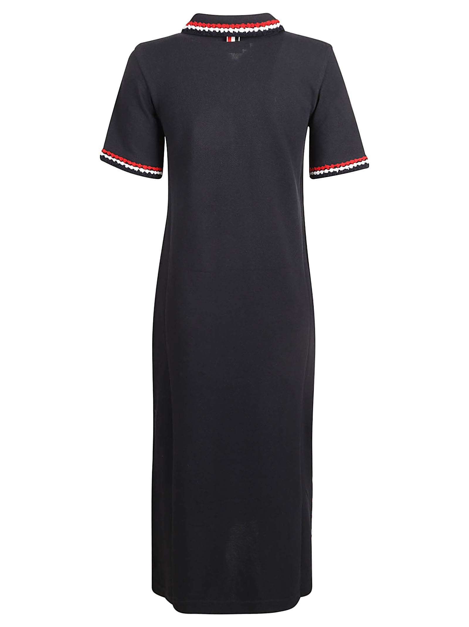 Shop Thom Browne Calf Length Polo Dress In White/black