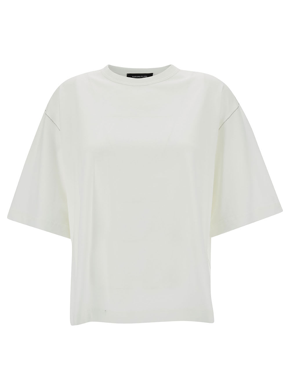 Shop Fabiana Filippi Oversized White Crewneck T-shirt In Cotton Woman