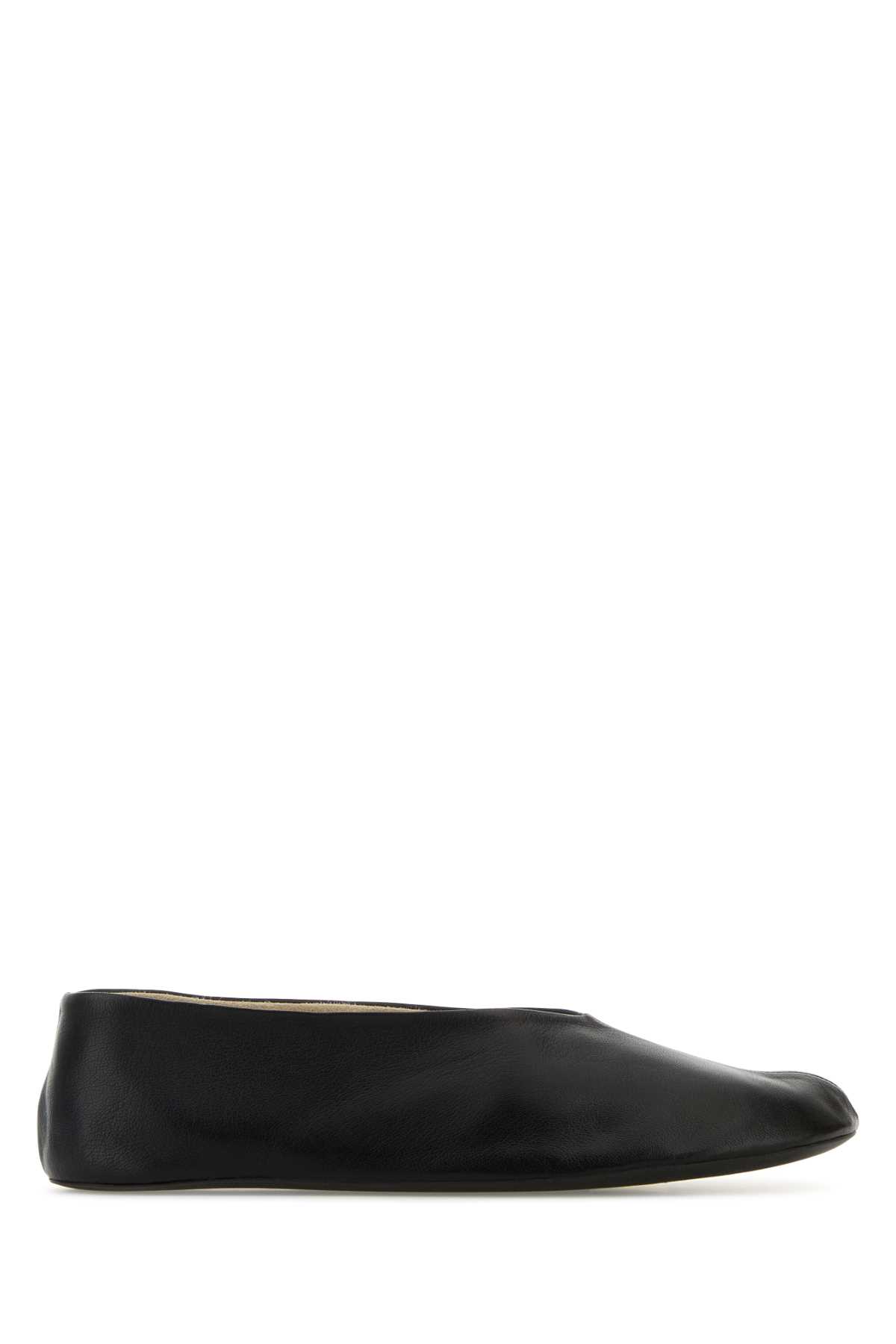 The Row Black Nappa Leather Strella Ballerinas In Black