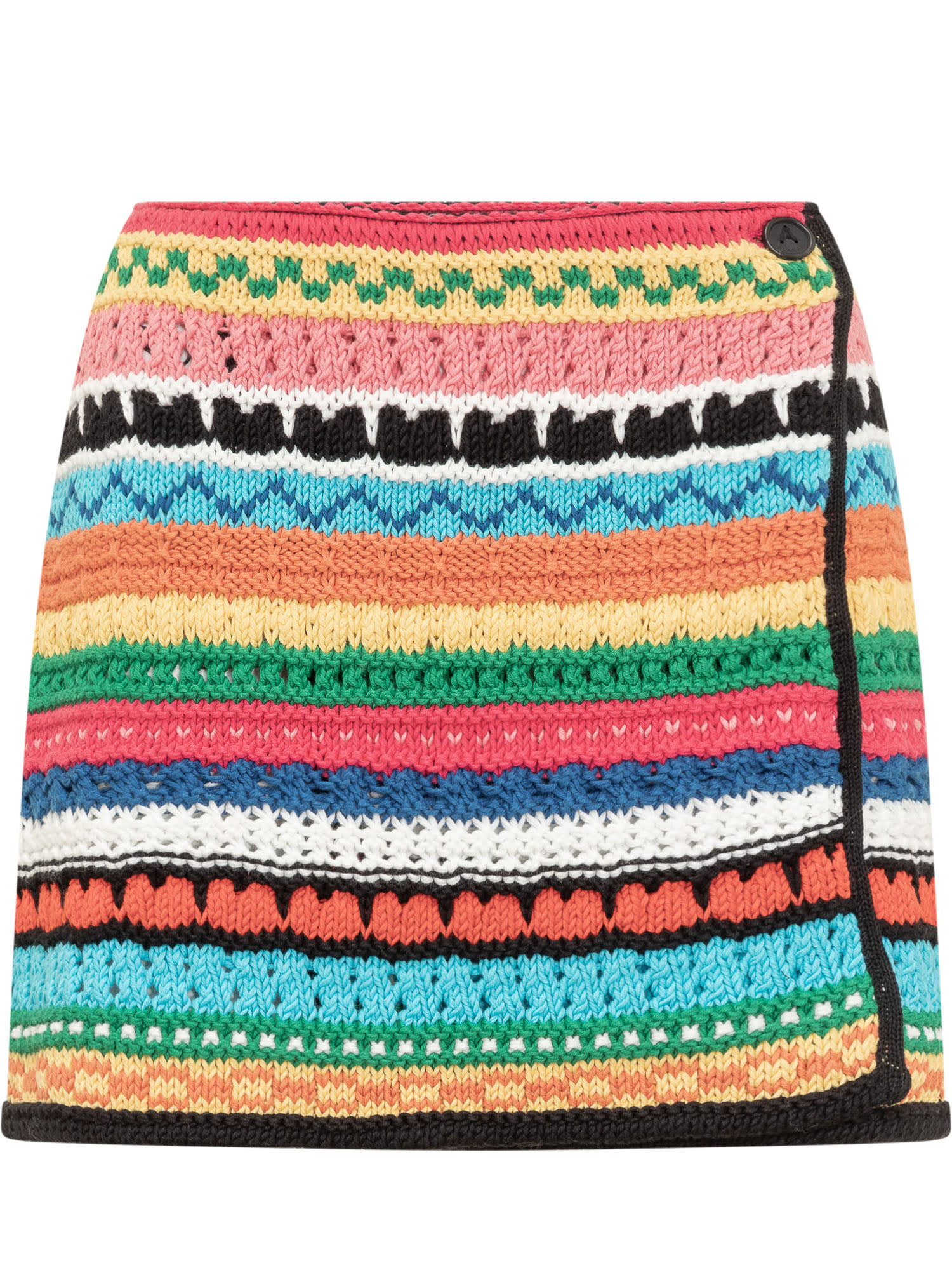 Alanui Over The Horizon Cotton Mini Skirt In Black Multi