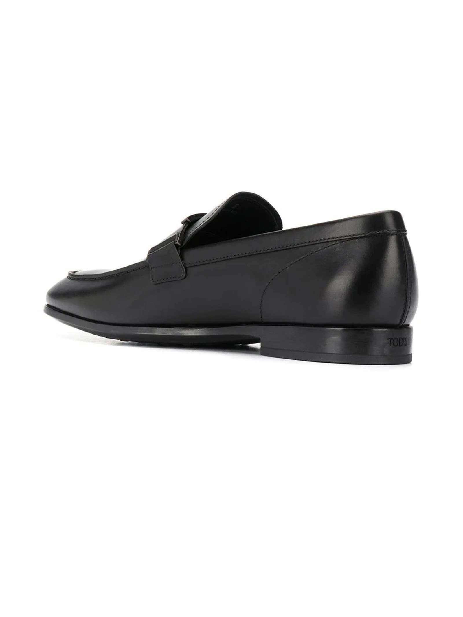 Tod's Black Leather Loafers In Black