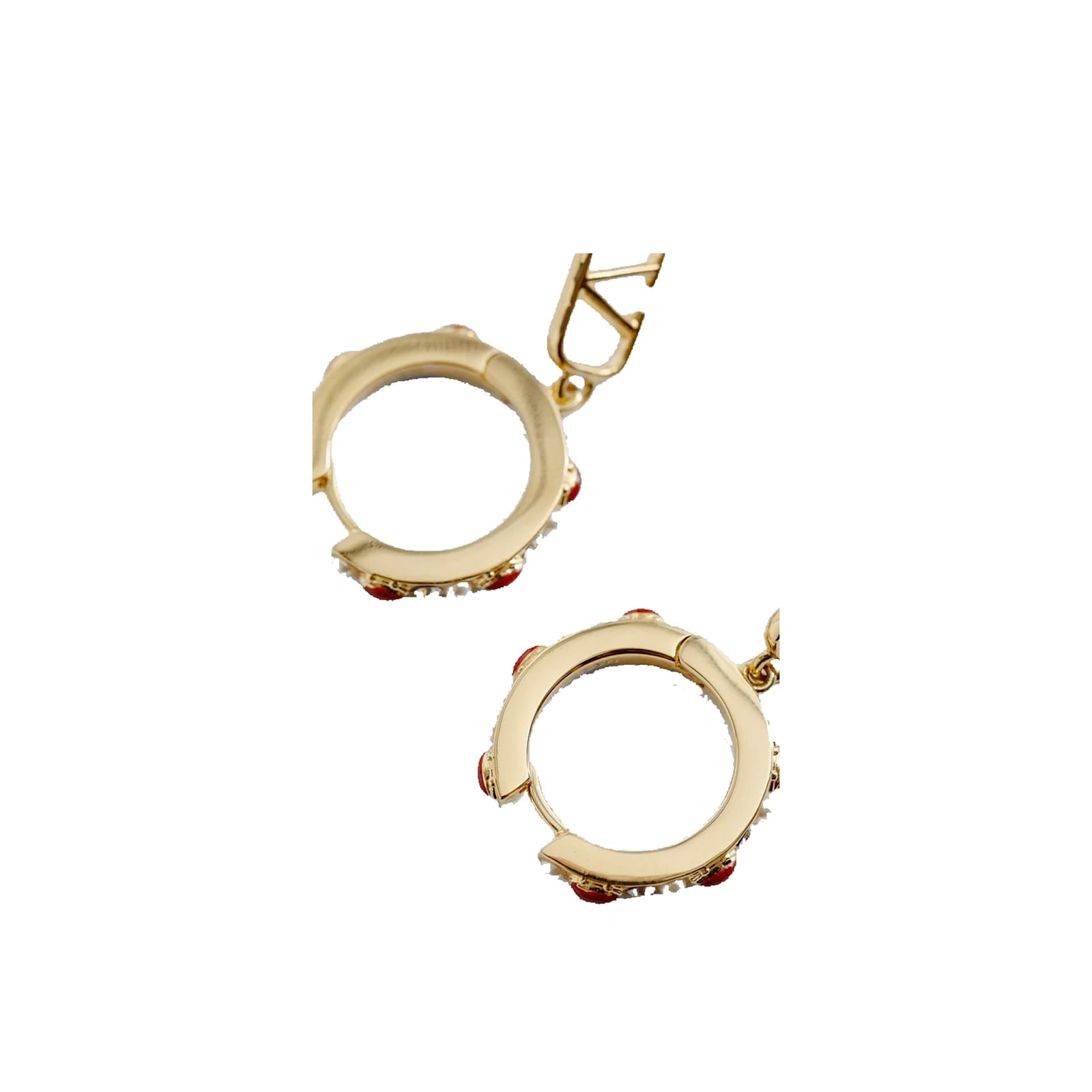 Valentino Bejeweled Hoop Earrings In Gold