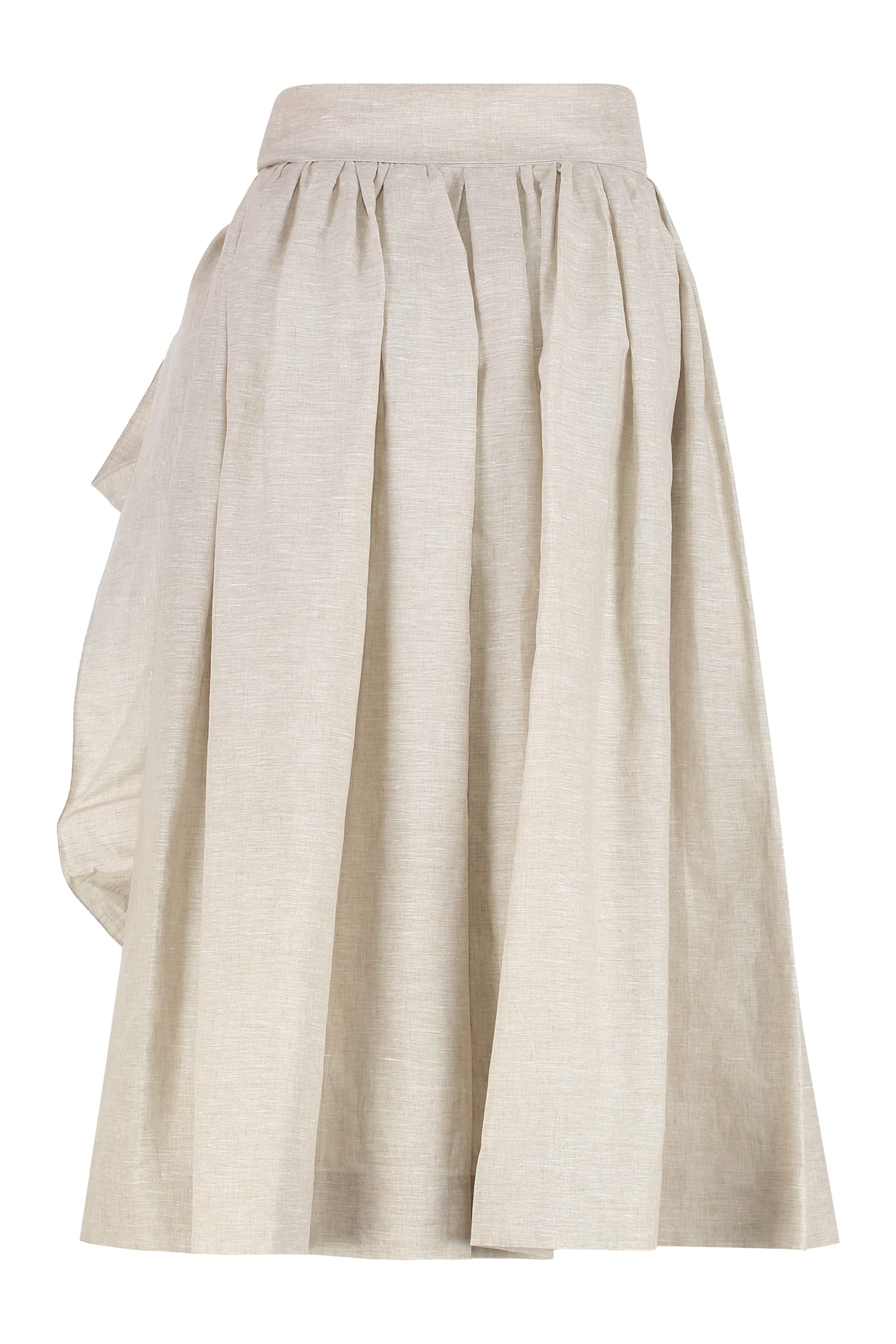 Shop Fabiana Filippi Linen Skirt In Sand