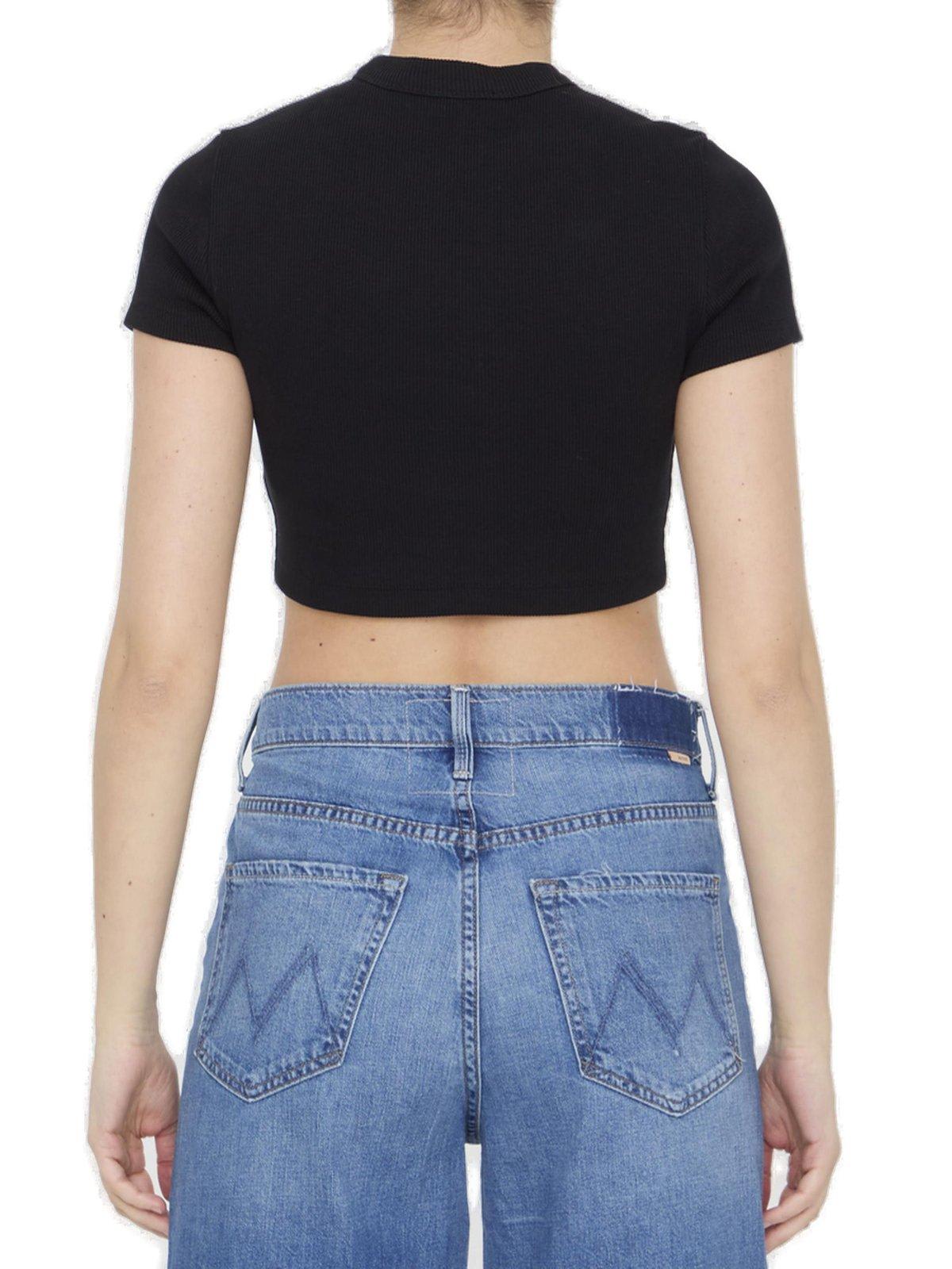 Shop Alexander Wang Cropped Crewneck Top In Black