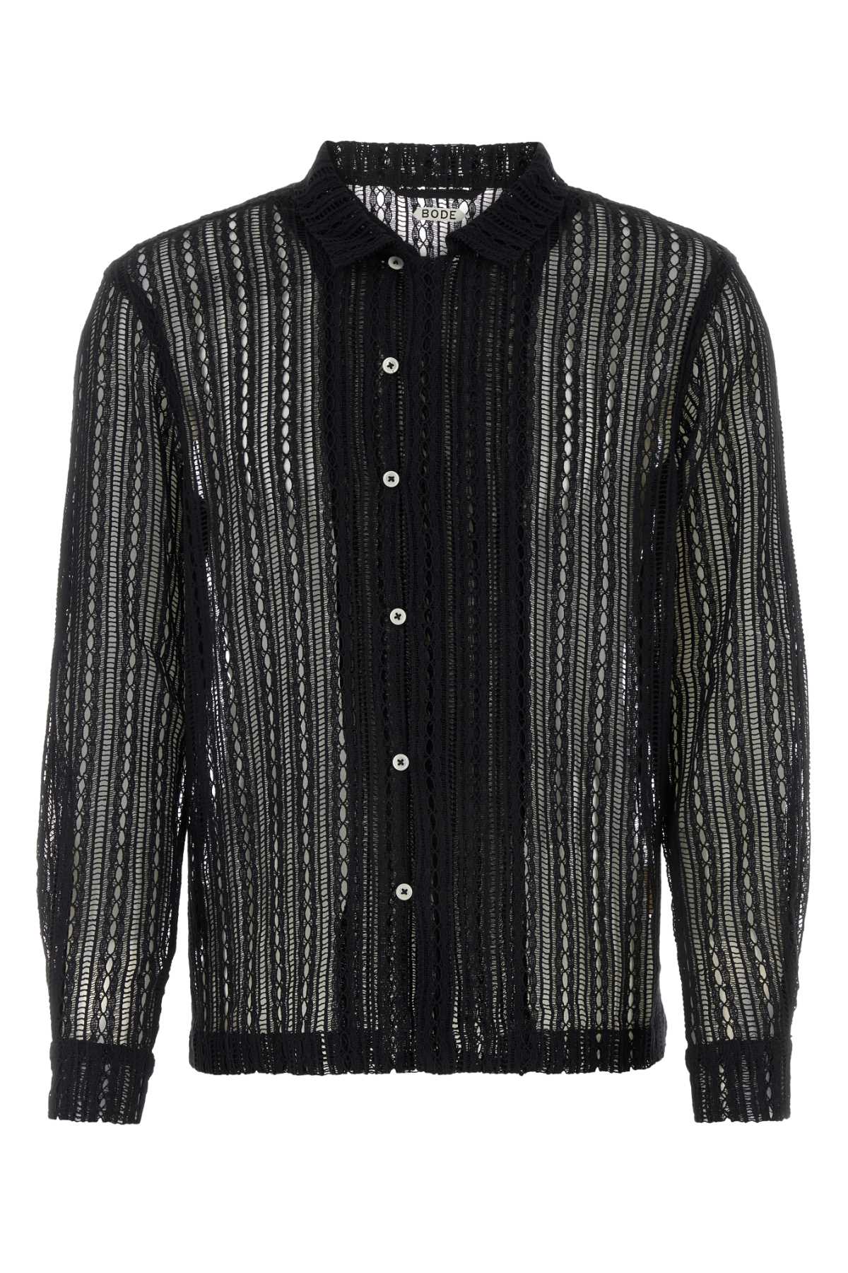 Shop Bode Black Lace Meandering Shirt