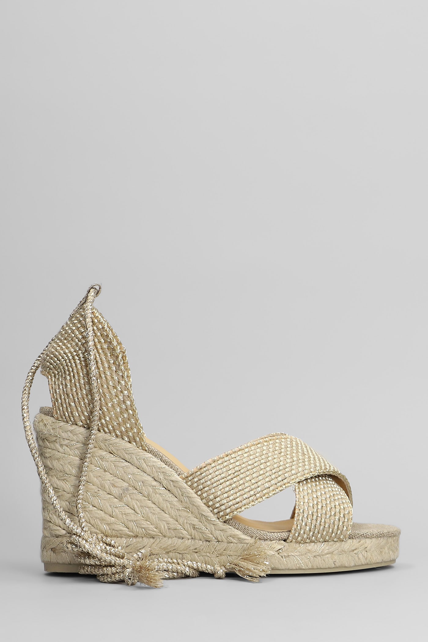 Castañer Becca-8-256 Wedges In Gold Fabric