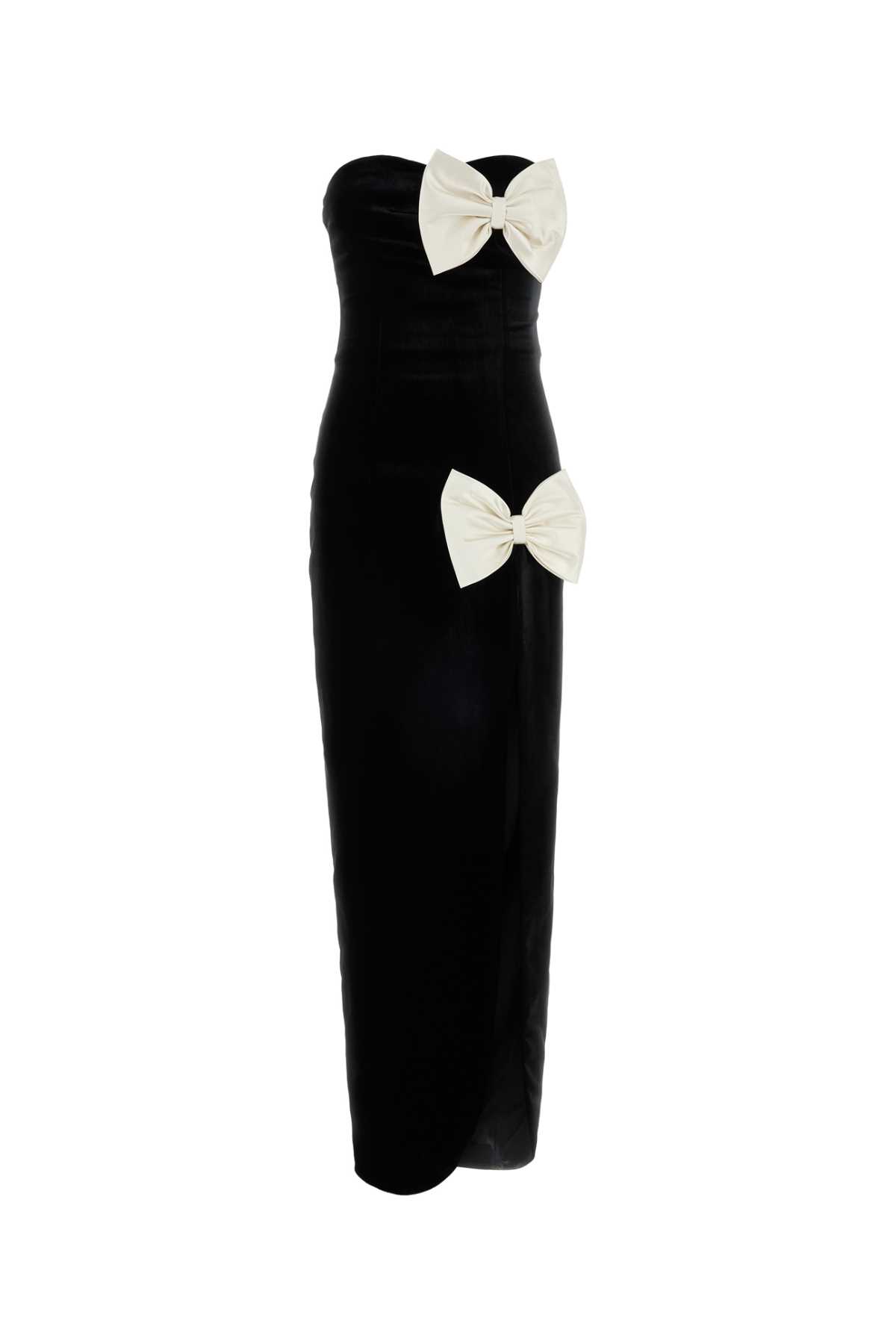 Alessandra Rich Black Stretch Velvet Dress