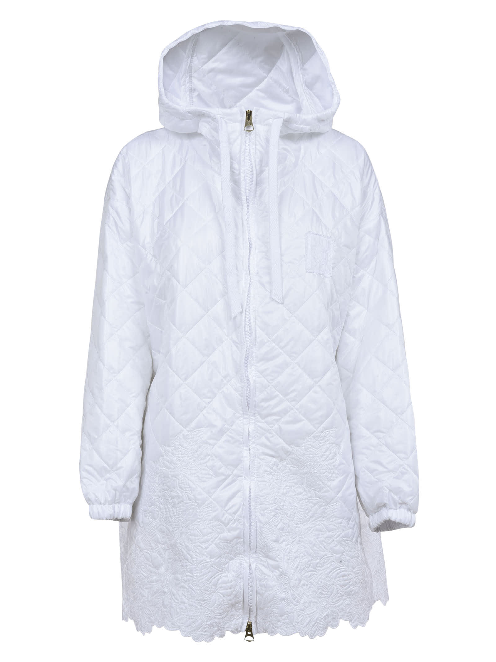 Ermanno Scervino Quilted Hooded Zip Raincoat