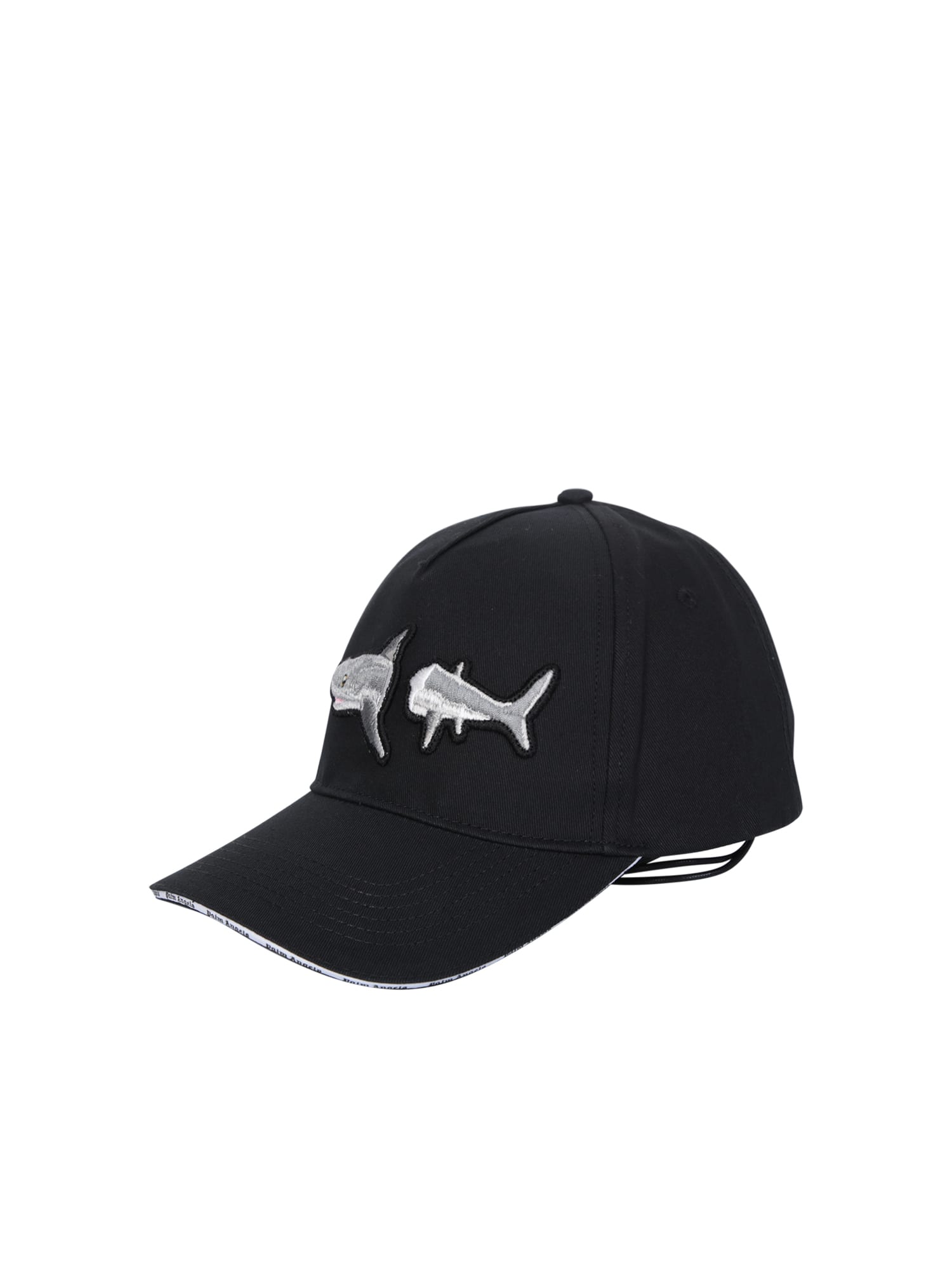 Palm Angels Baseball Cap Broken Shark In Black