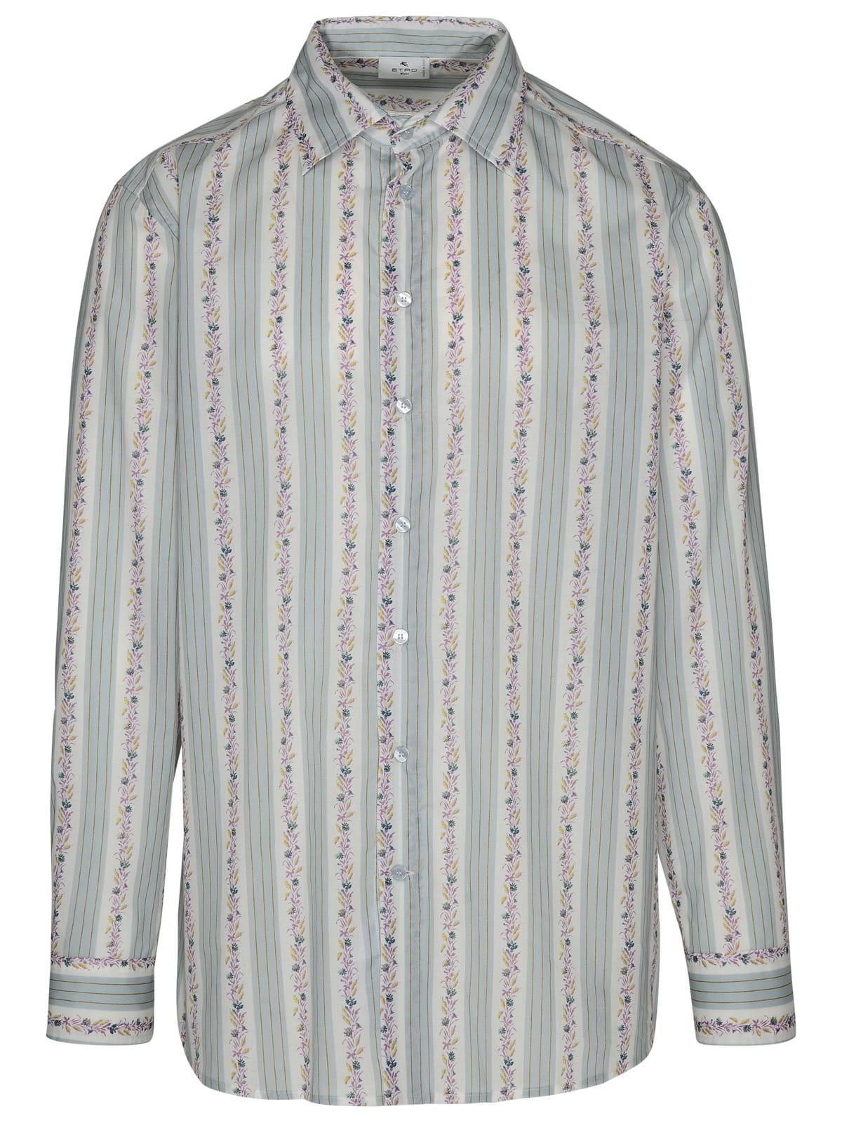Shop Etro Roma Shirt In Teal Cotton In White