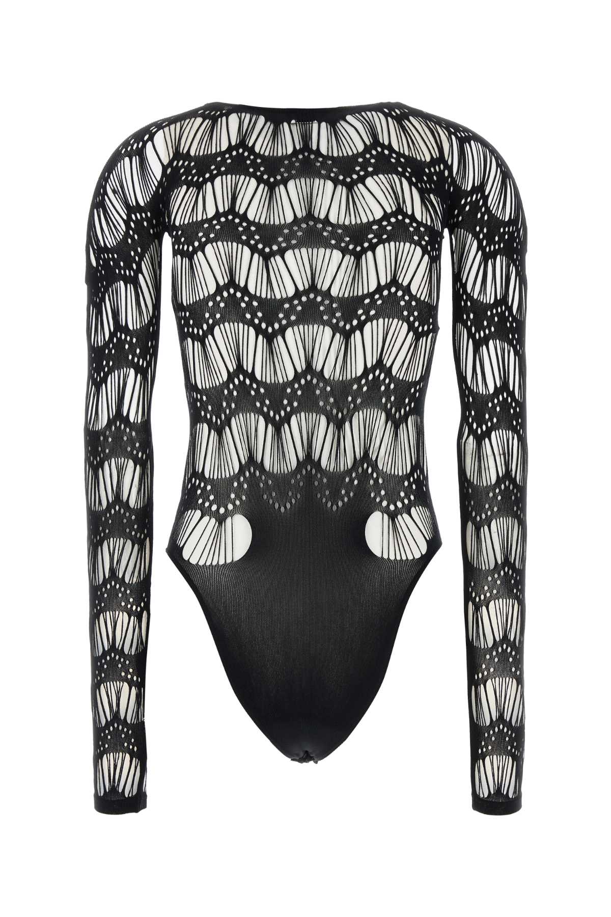 Shop Saint Laurent Black Stretch Nylon Bodysuit In Noir