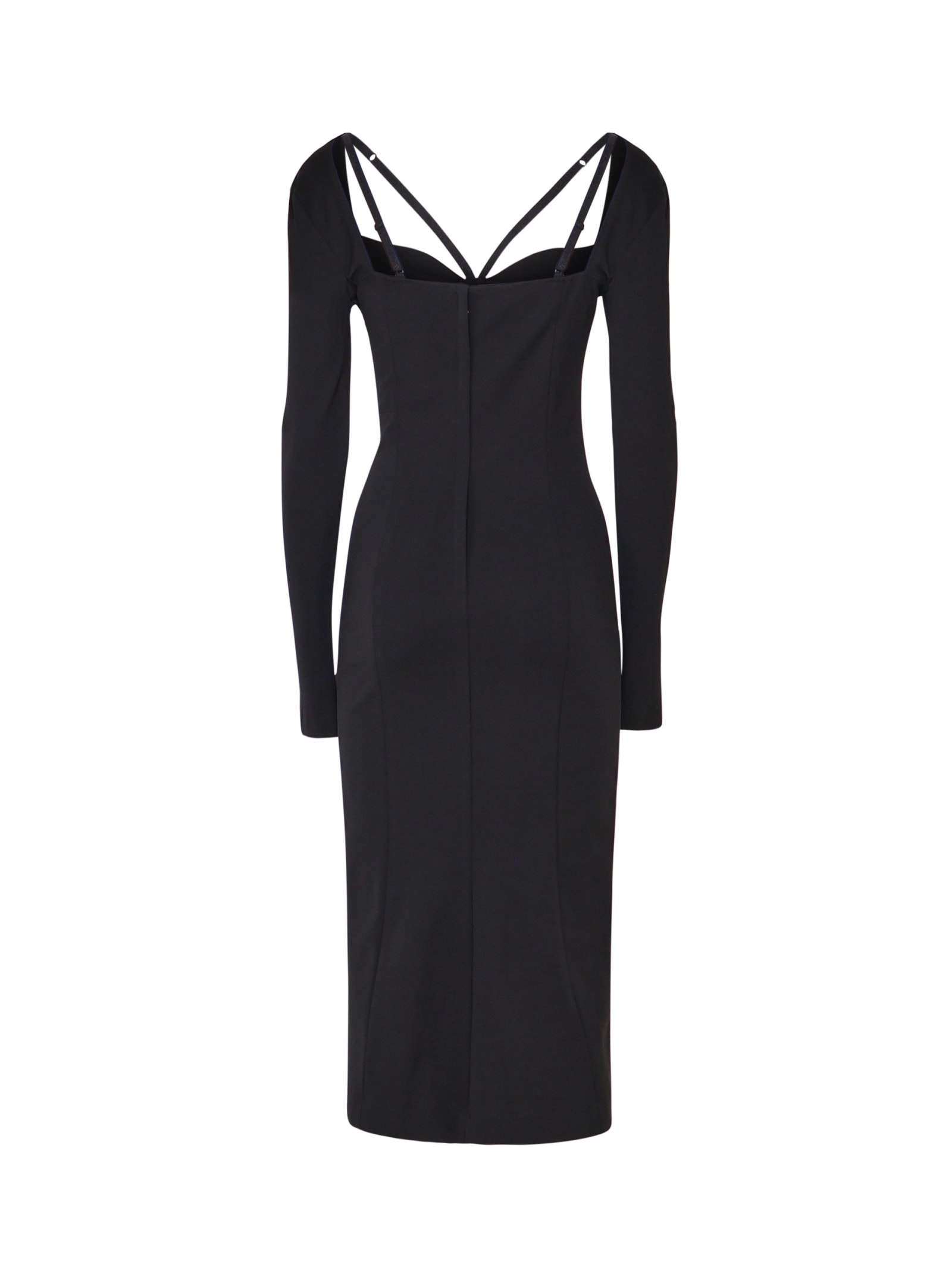 Dolce & Gabbana Jersey Milano Rib Calf-length Dress In Black