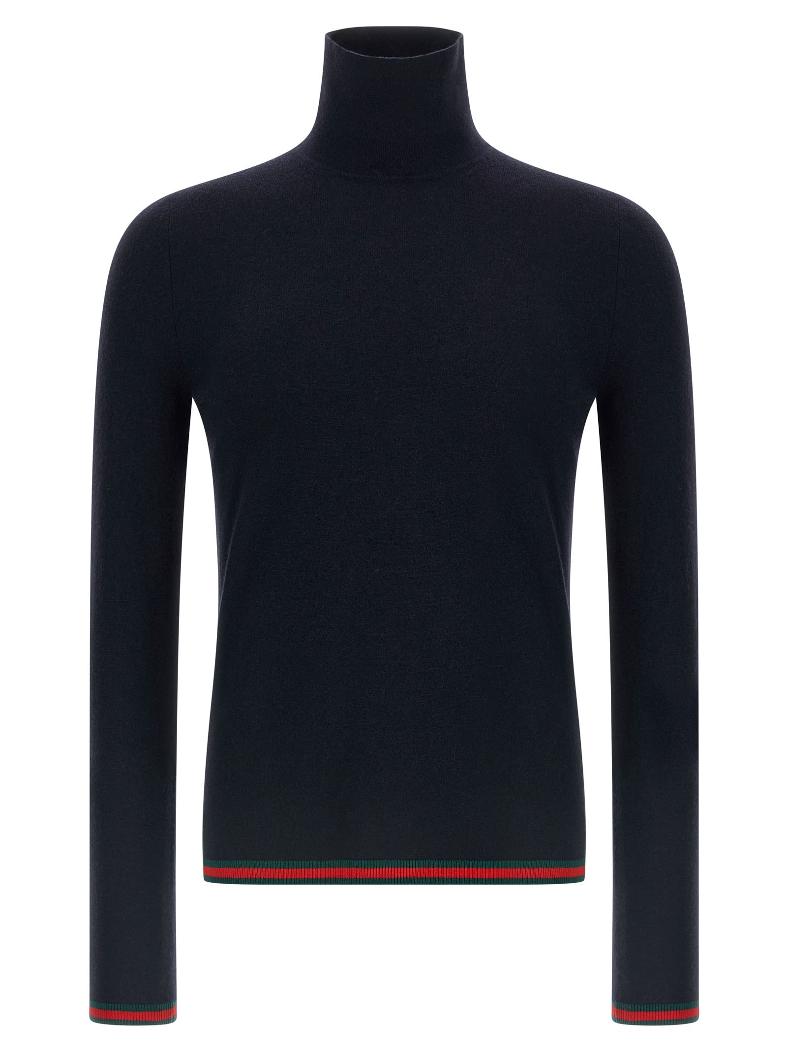 Gucci Dark Blue High Neck Sweater In Blue